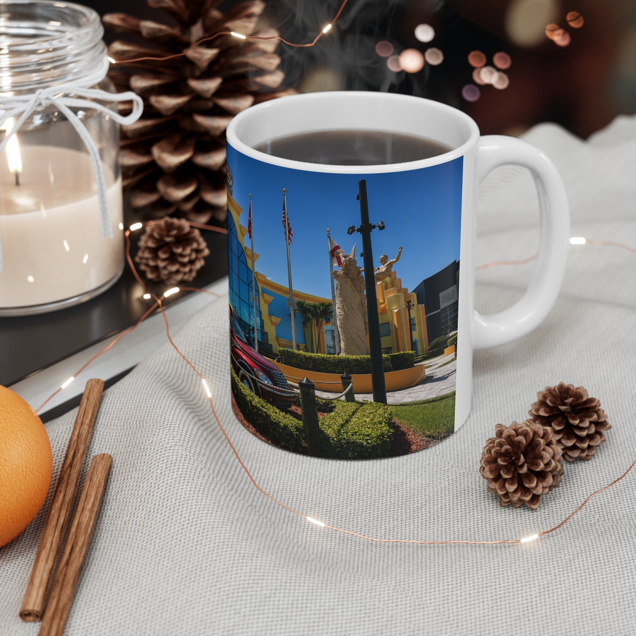 Ron Jon Cocoa Beach Photo Mug — Colorful Vacation Ceramic Coffee Cup (11oz & 15oz)