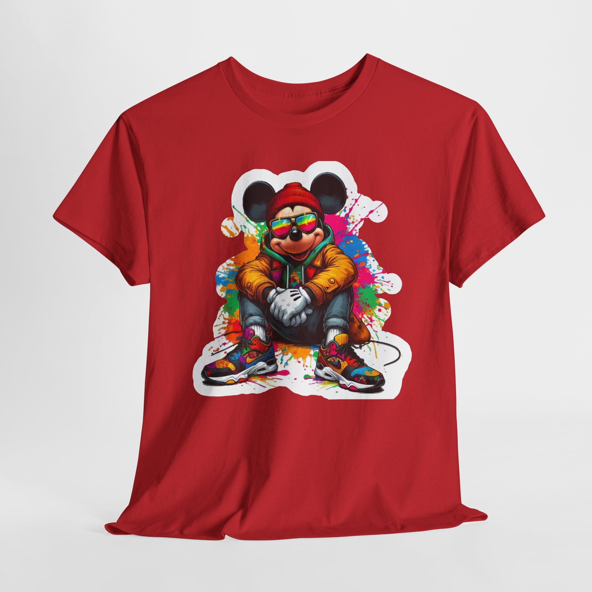 Streetwear Mouse Graphic Tee — Colorful Urban Hip-Hop Cartoon Shirt