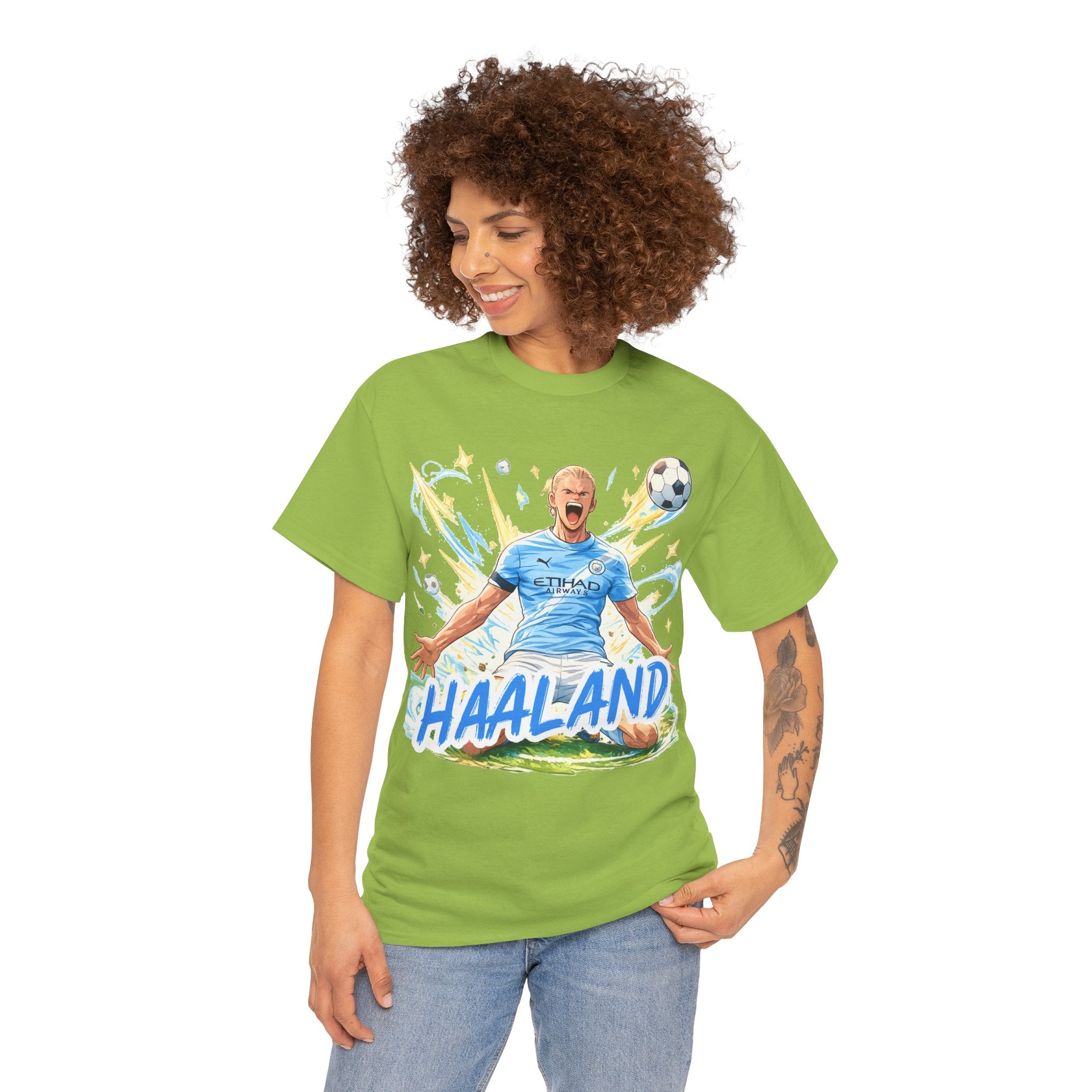 Erling Haaland Anime Fan Tee — Celebratory Football Player Graphic T-Shirt