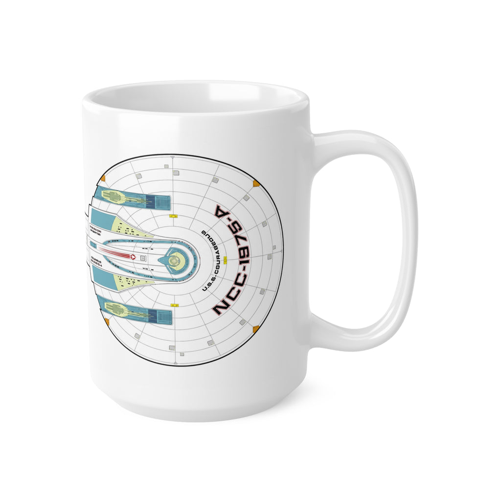 Spaceship Outline Coffee Mug — Retro Sci‑Fi Starship Ceramic Mug (11oz & 15oz)