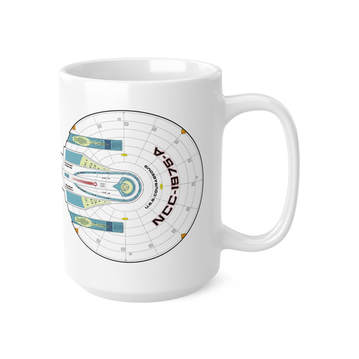 Spaceship Outline Coffee Mug — Retro Sci‑Fi Starship Ceramic Mug (11oz & 15oz)