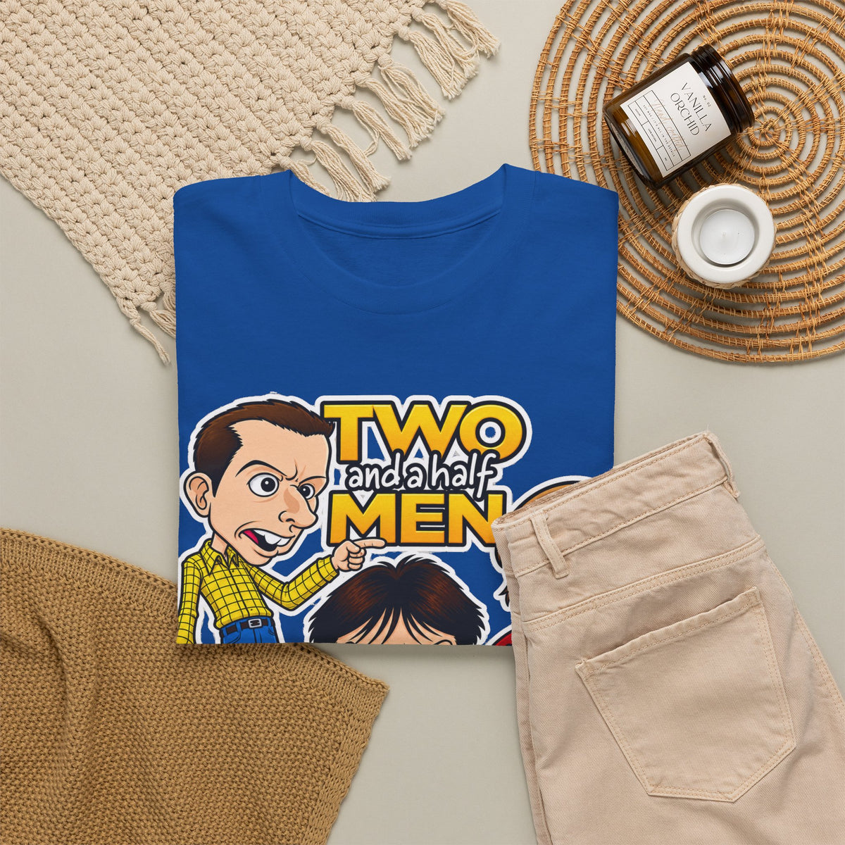 Two and a Half Men Inspired Cartoon Tee — Retro TV Comedy Graphic T-Shirt