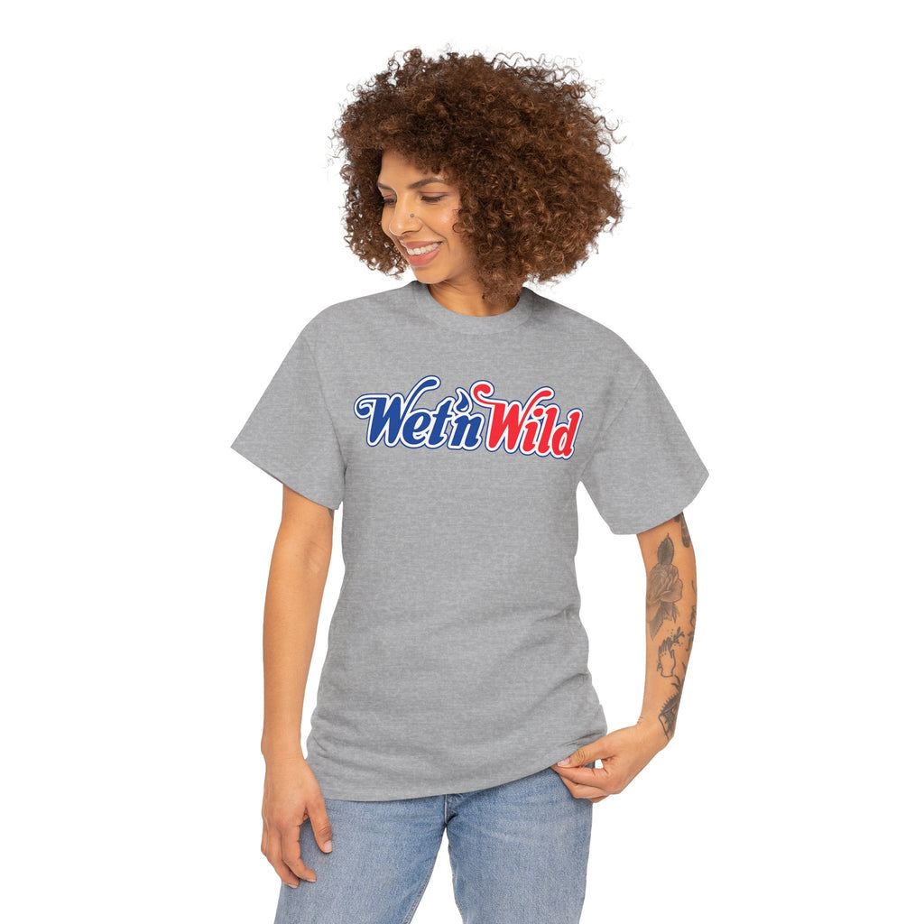 Wet 'n Wild Retro Script T-Shirt — Red & Blue Patriotic Graphic Tee