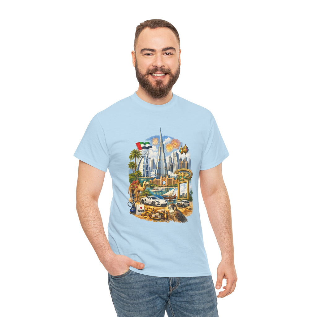 Dubai Skyline Beach Vacation T-Shirt – Retro Travel Collage Tee
