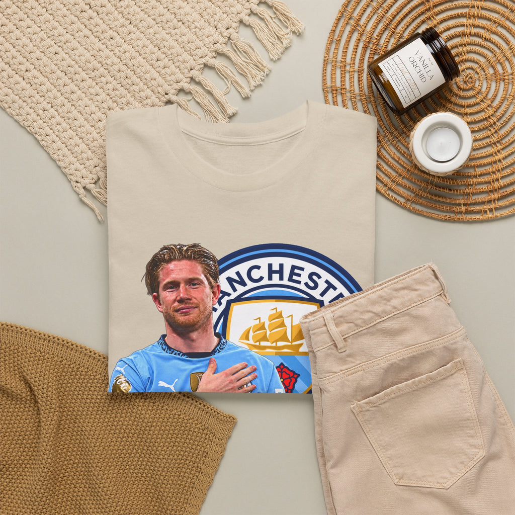 Kevin De Bruyne Manchester City Legend Cotton T-Shirt — Player Tribute Tee (Heart Badge Design)