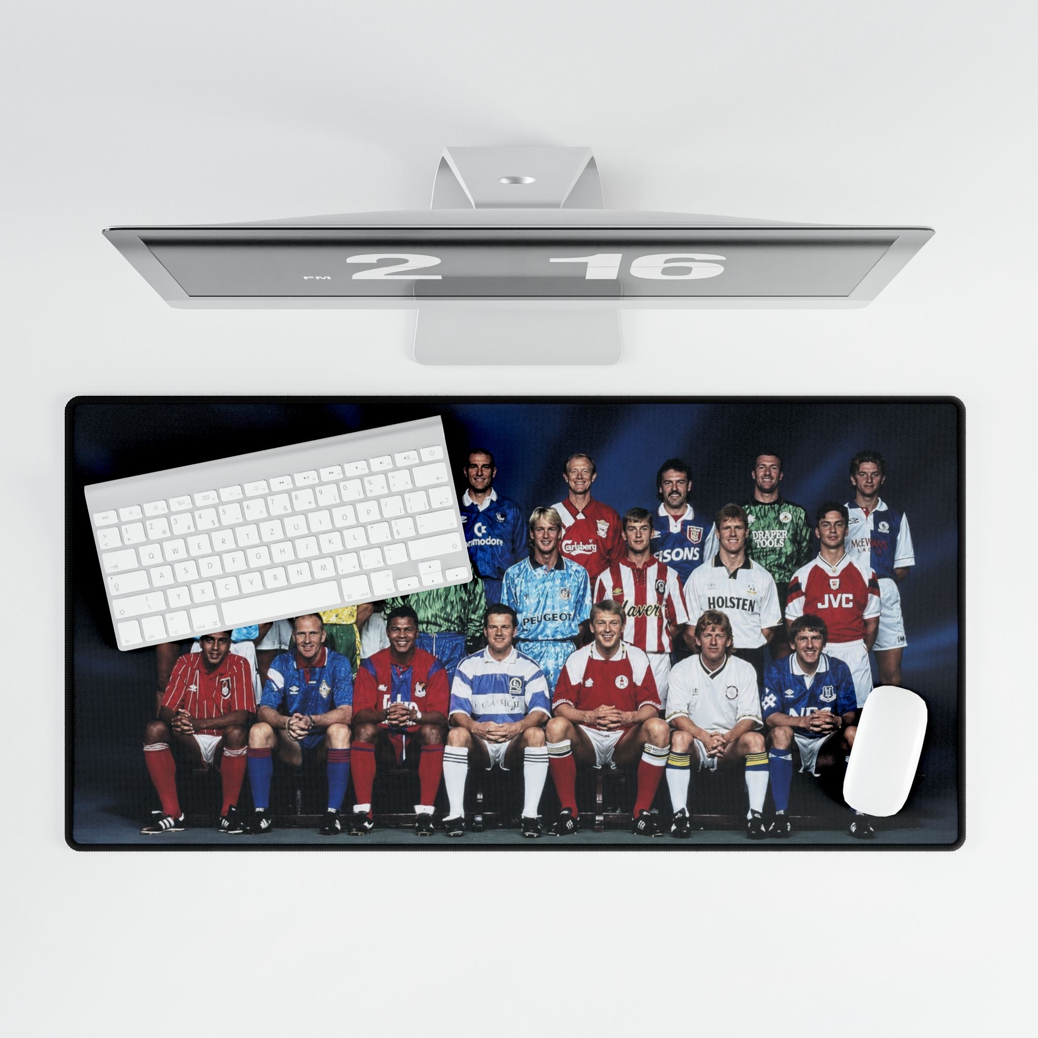 Retro Premier League Football Legends Team Portrait Desk Mat — Large Gaming/Office Mousepad