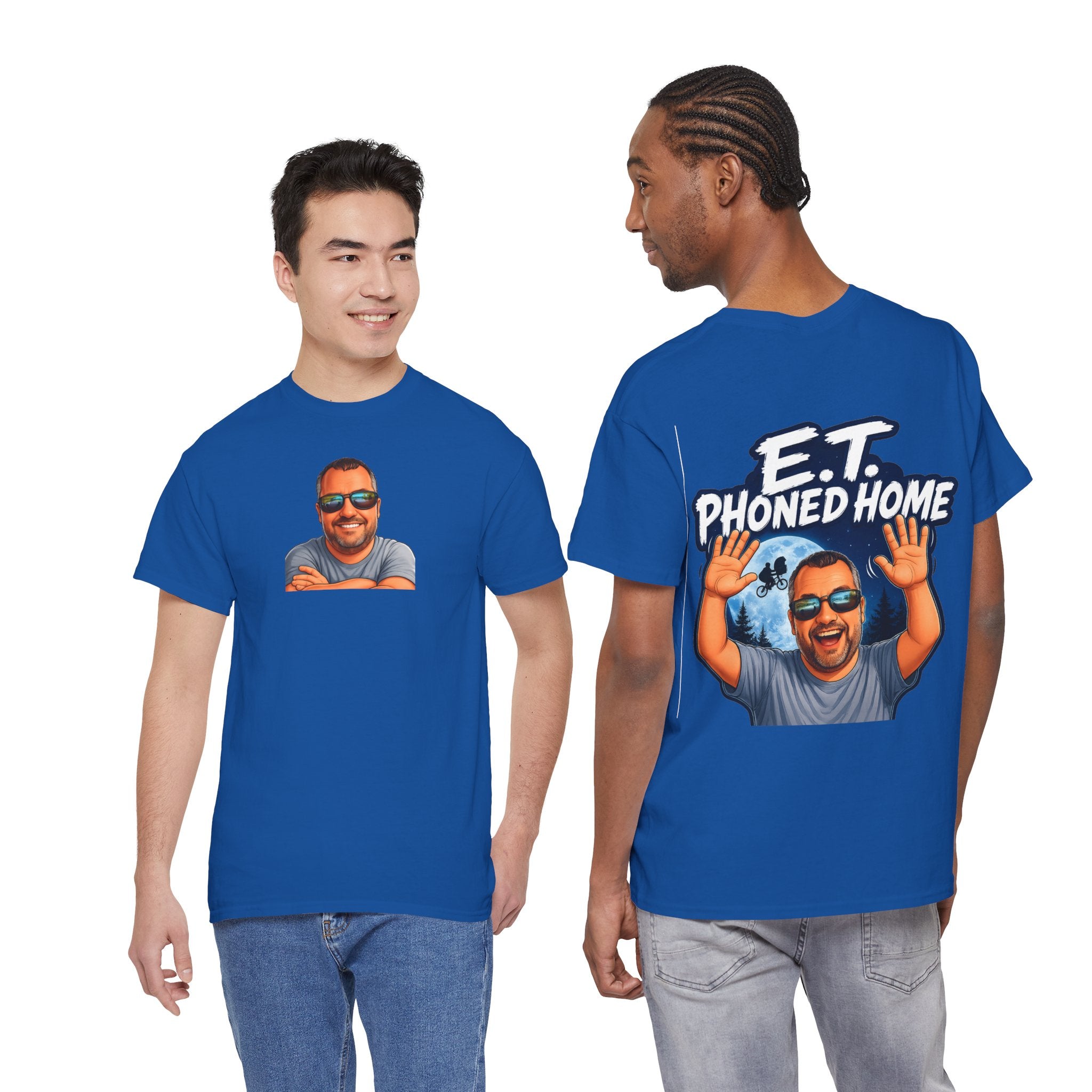 Graphic Tee — "E.T. Phoned Home" Smiling Guy Retro Design