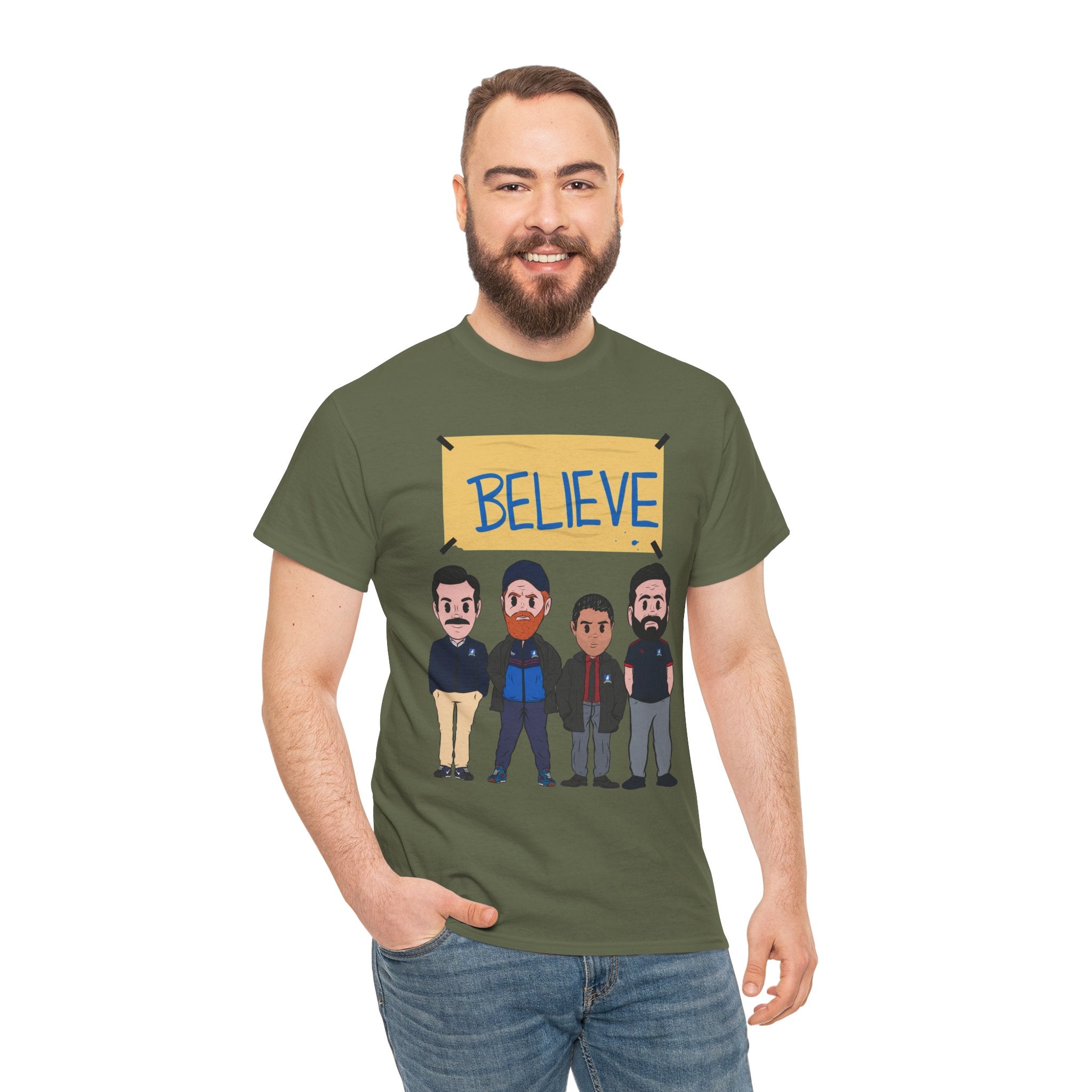 Ted Lasso Inspired Believe Cartoon Band Cotton T-Shirt