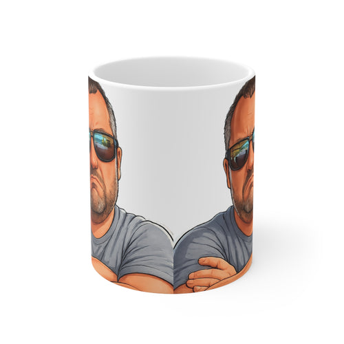 Ceramic Mug – Grumpy Guy Illustration Coffee Cup (11oz & 15oz)