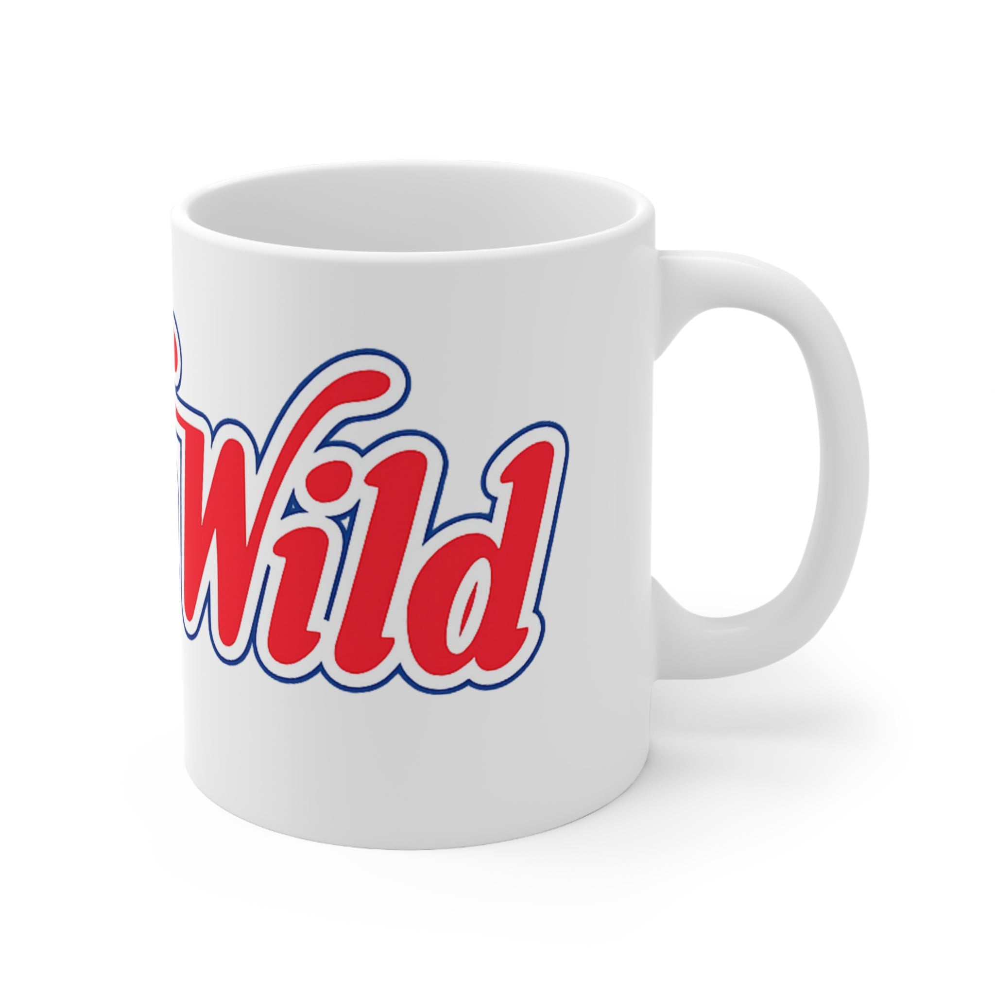 Wet'n Wild Retro Script Coffee Mug — Red & Blue Nostalgia Ceramic Cup (11oz/15oz)