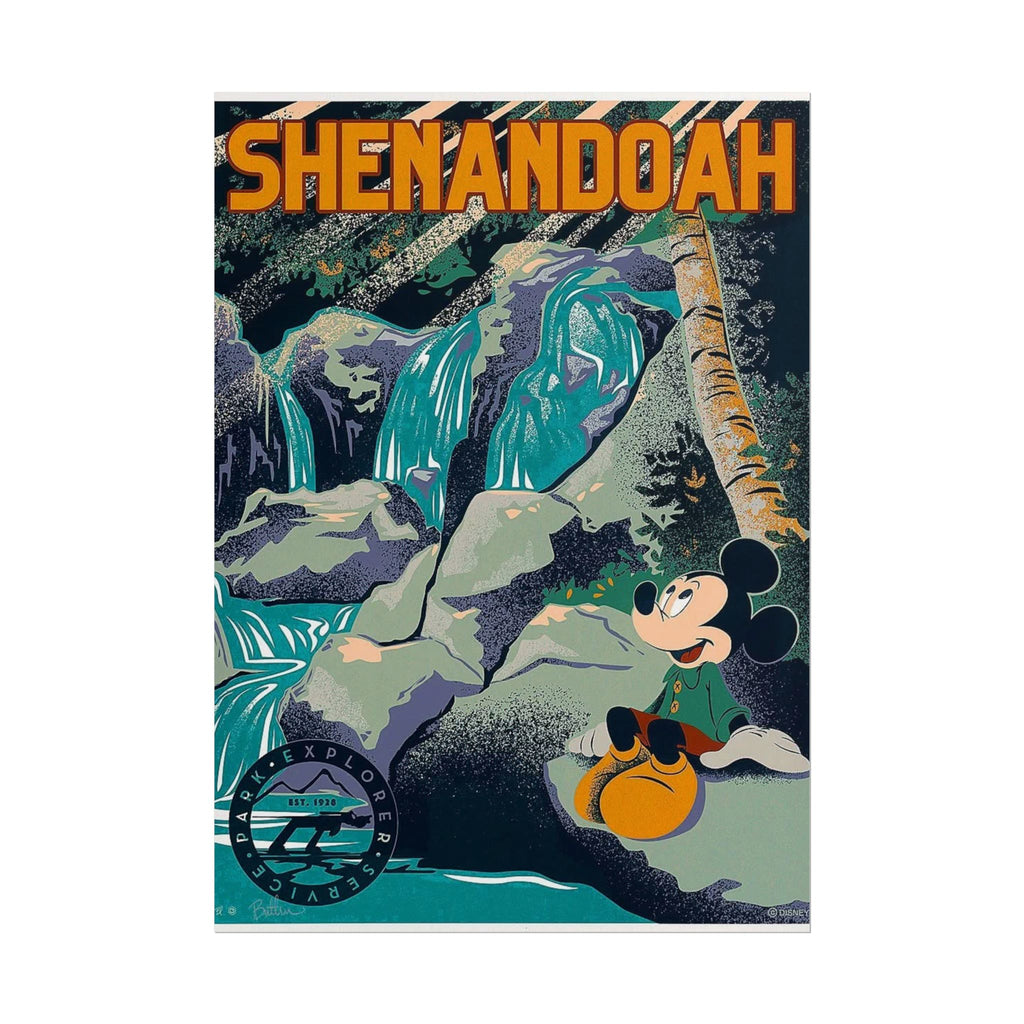 Shenandoah Vintage Mickey Mouse Travel Poster - Rolled Wall Poster