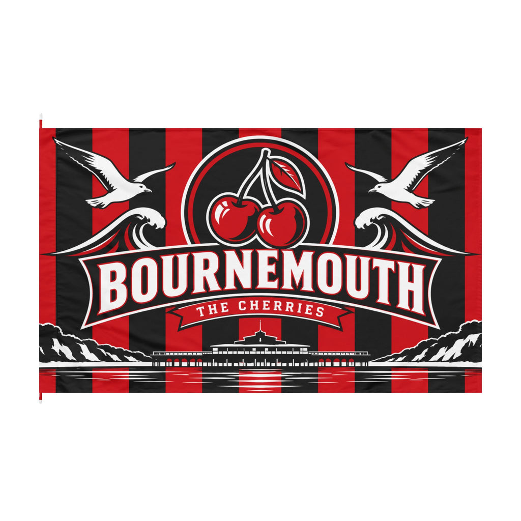 Bournemouth ‘The Cherries’ Double-Sided Fan Flag — Red & Black Football Pride
