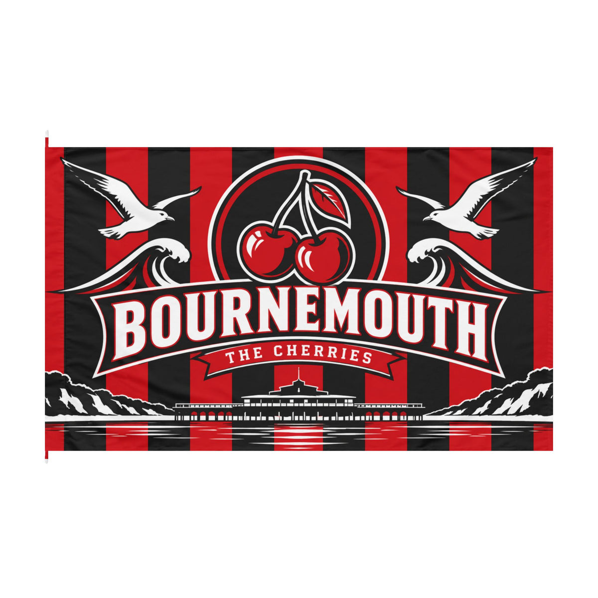 Bournemouth ‘The Cherries’ Double-Sided Fan Flag — Red & Black Football Pride