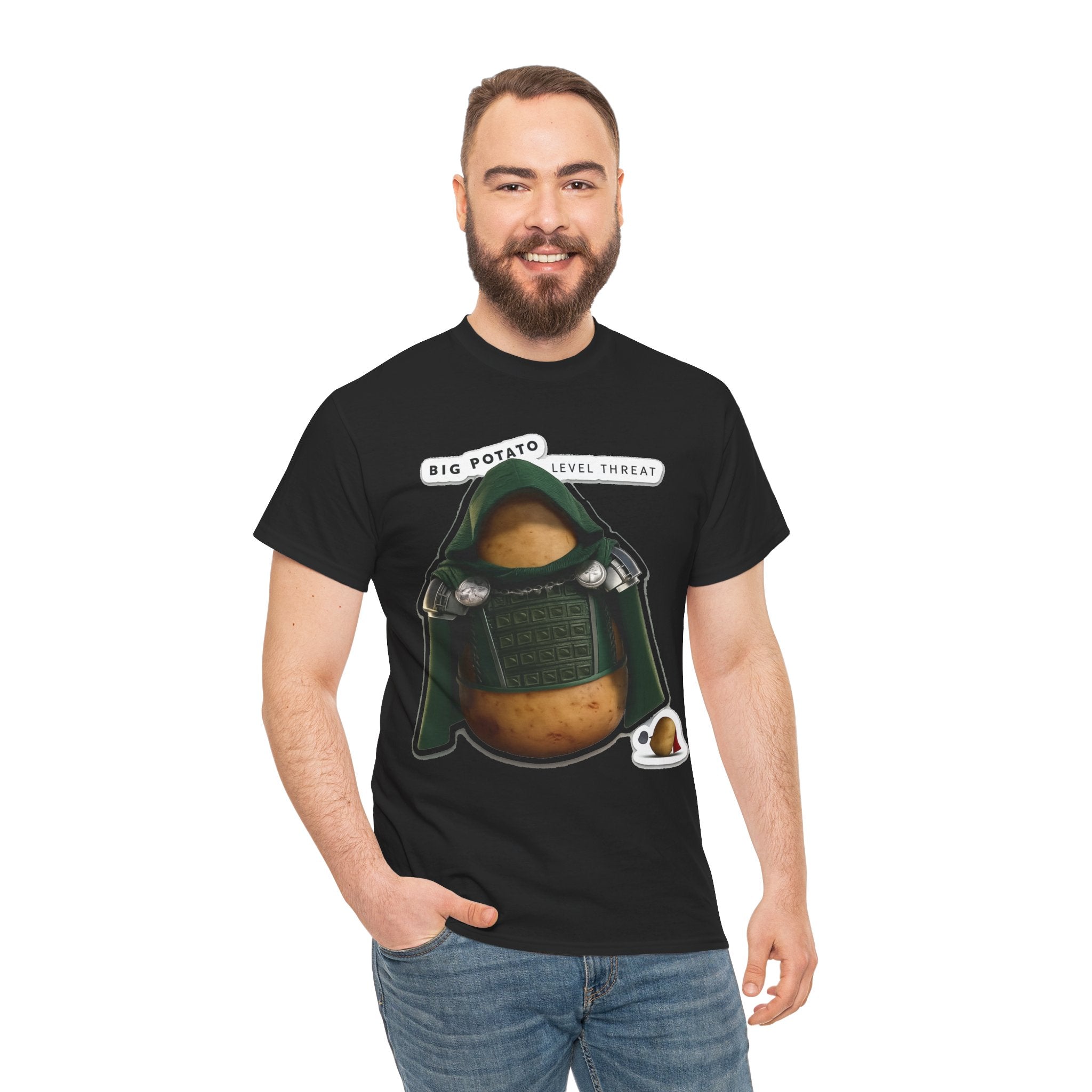Big Potato "Level Threat" Doom Tee — Funny Potato Soldier Graphic T-Shirt