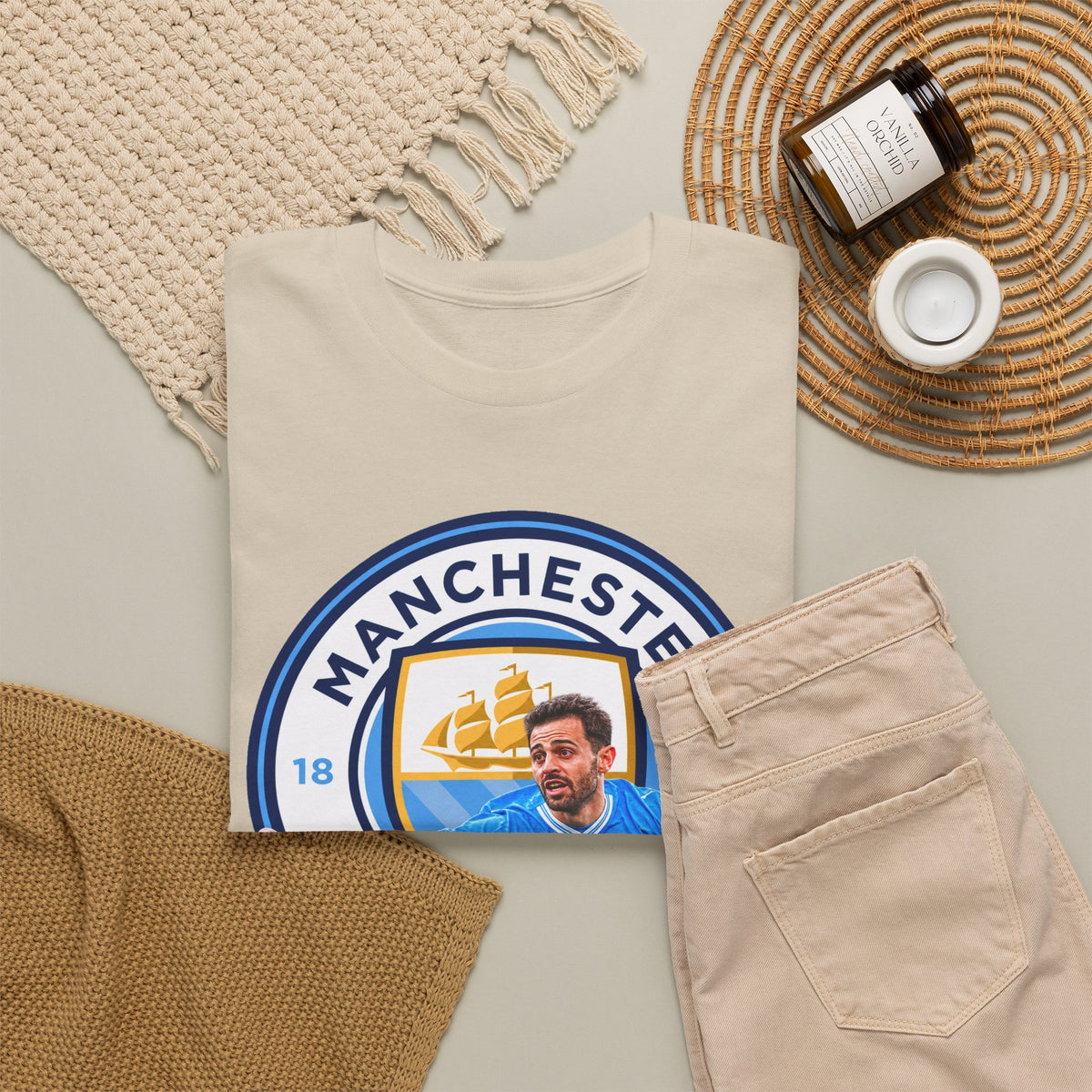 Bernardo SIlva Manchester City legend Cotton T‑Shirt — Blue Crest Football Tee