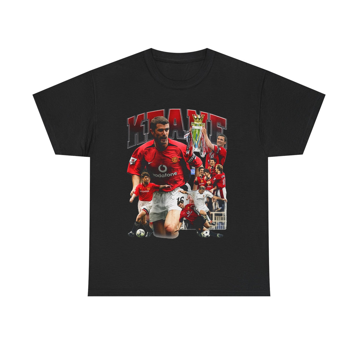 Roy Keane Football Legens Collage Tee — Retro Man United Tribute Shirt