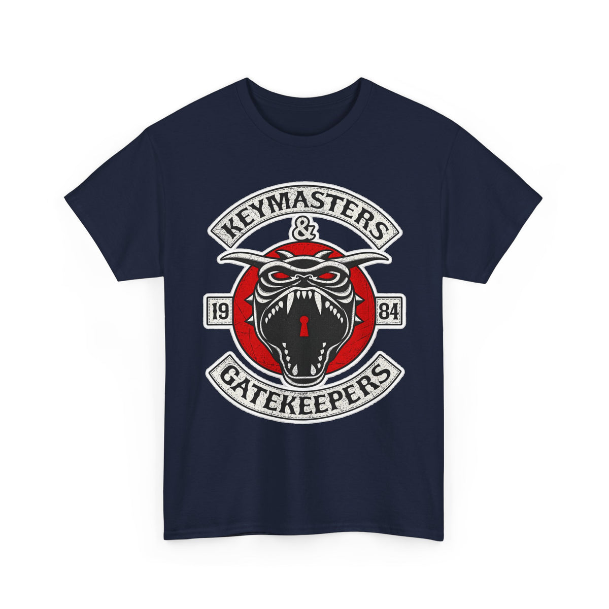 Keymasters & Gatekeepers Tee — Retro Demon Key Emblem Shirt (Since 1984)