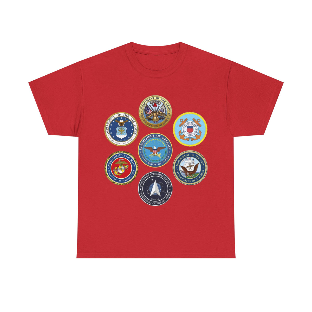 Military Branch Seals T-Shirt — Vintage US Armed Forces Emblems Tee