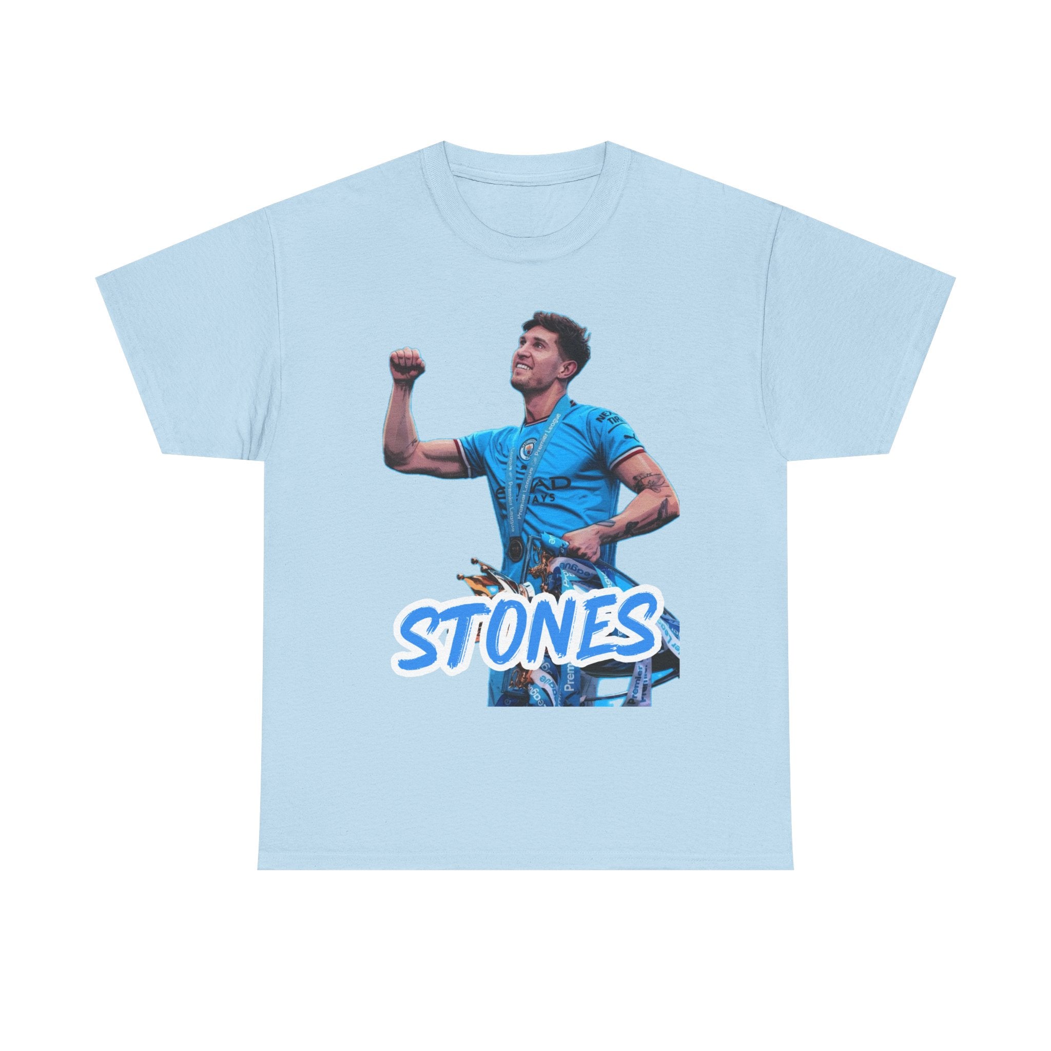 John Stones Manchester City Soccer Fan Tee — Blue Player Graphic T-Shirt