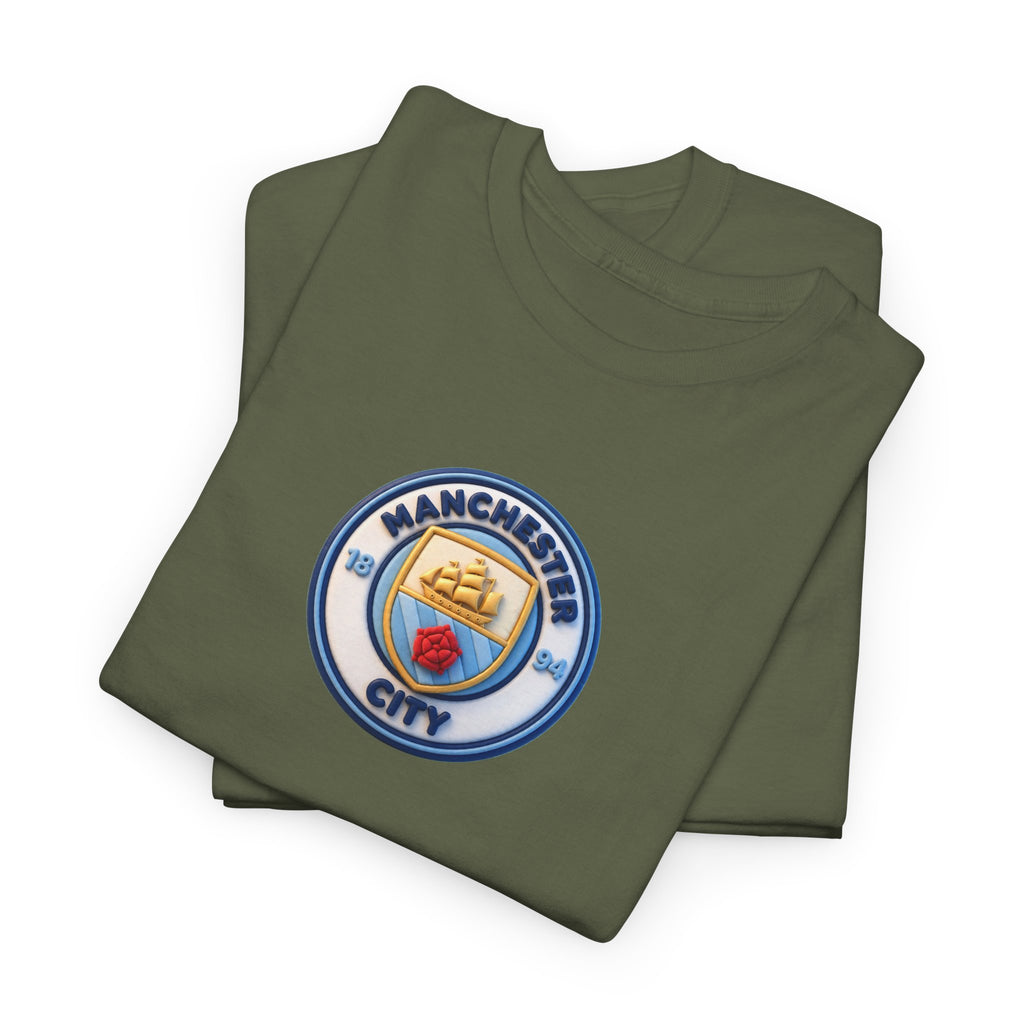 Manchester City Crest Unofficial 3D T-Shirt — Minimal Soccer Logo Tee