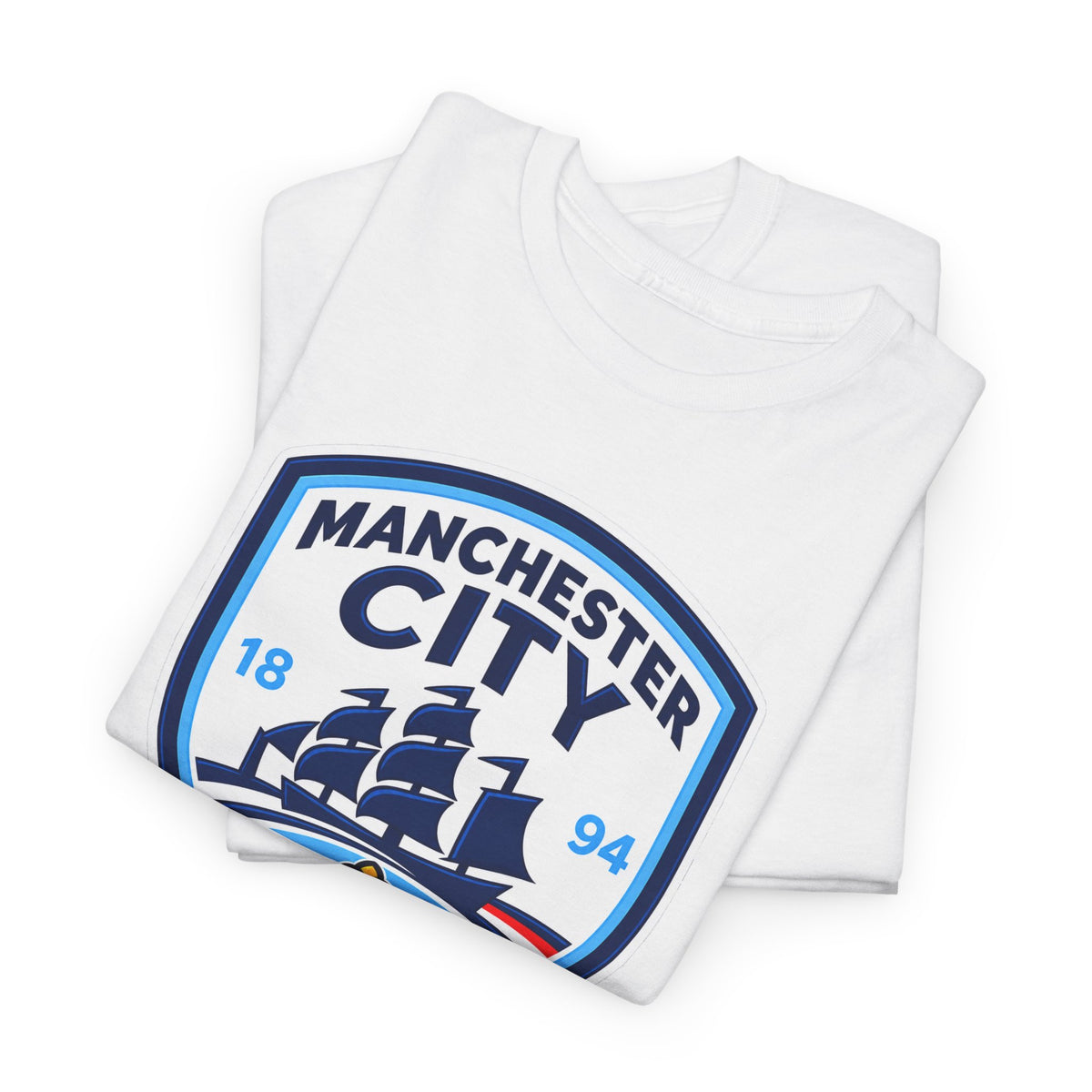 Manchester City Inspired Crest Cotton T-Shirt