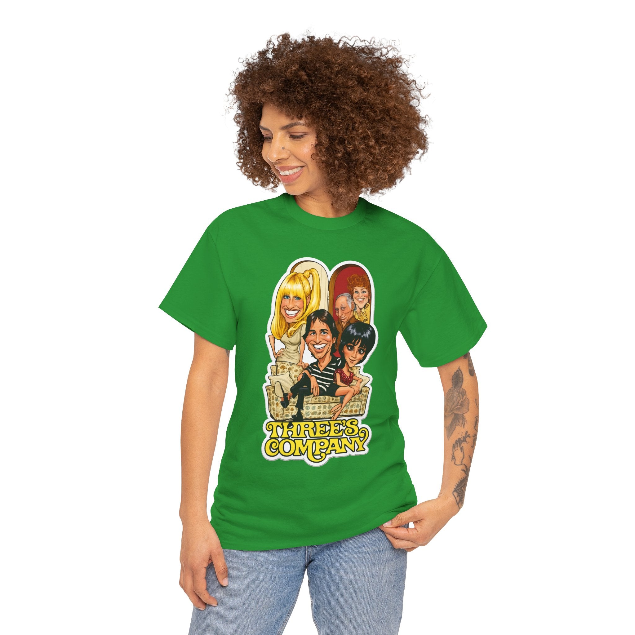 Three's Company Retro TV Tee — Vintage Sitcom Caricature T-Shirt