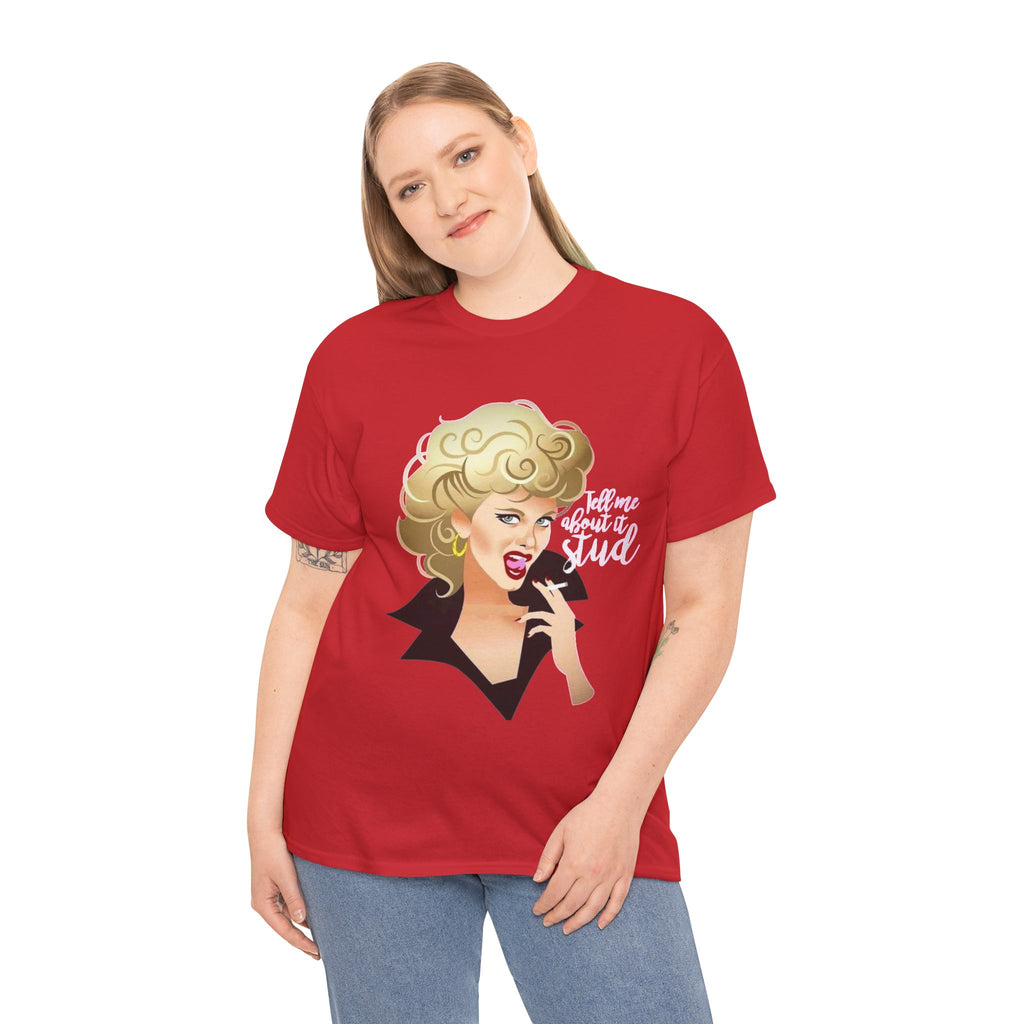 Retro Glam T‑Shirt — 'Tell Me About It, Stud' Vintage Pop Art Tee