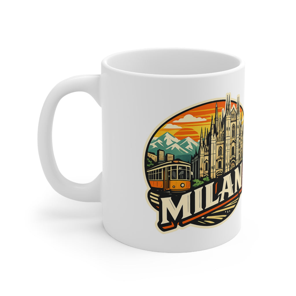 Milan Italy Travel Mug – Vintage Cityscape Ceramic Coffee Cup (11oz & 15oz)