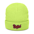 United Embroidered Ribbed Beanie — Cozy Knit Winter Hat
