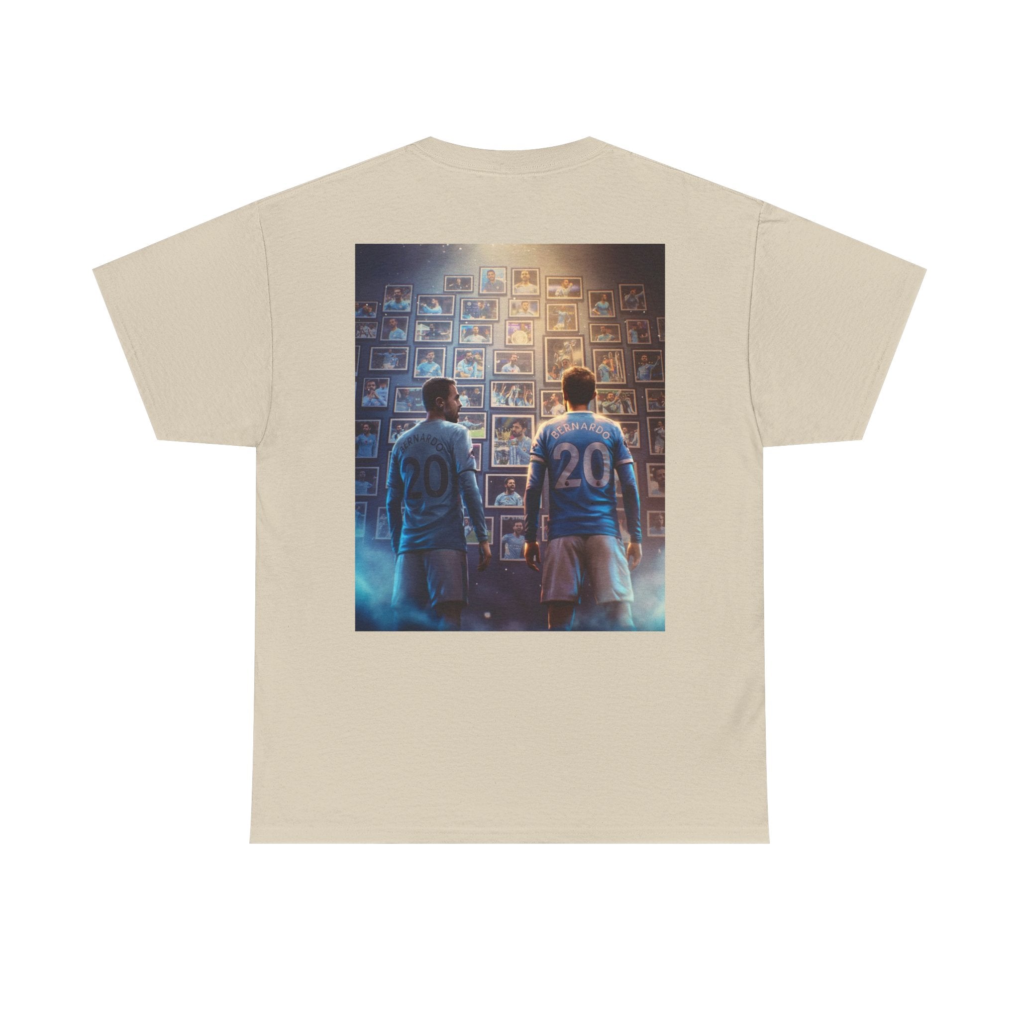 Bernardo Silva Manchester City Legend Graphic Tee — Player Cartoon Front & Tribute Poster Back