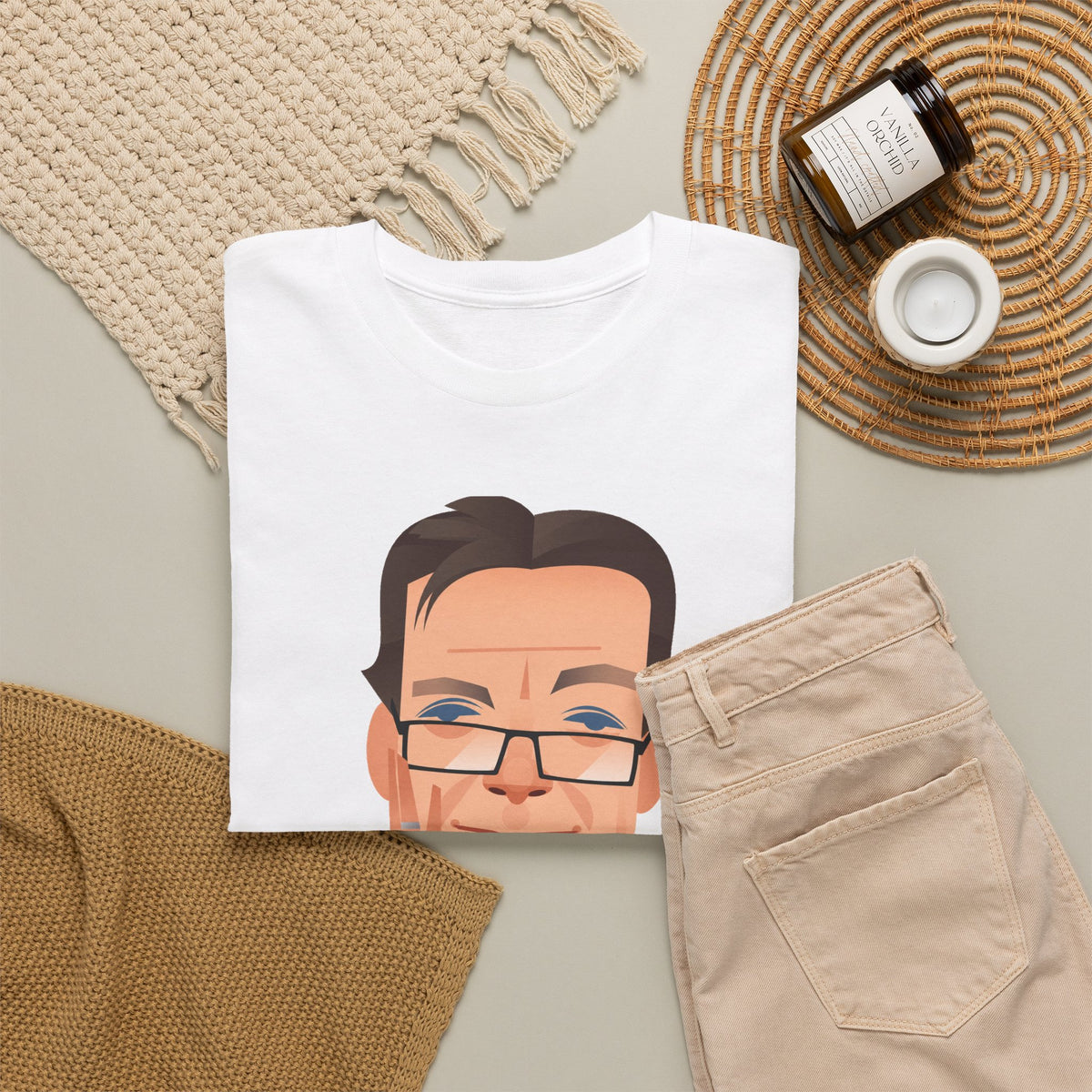 Tony Wilson Manchester Legend Caricature Gentleman Face Cotton T-Shirt