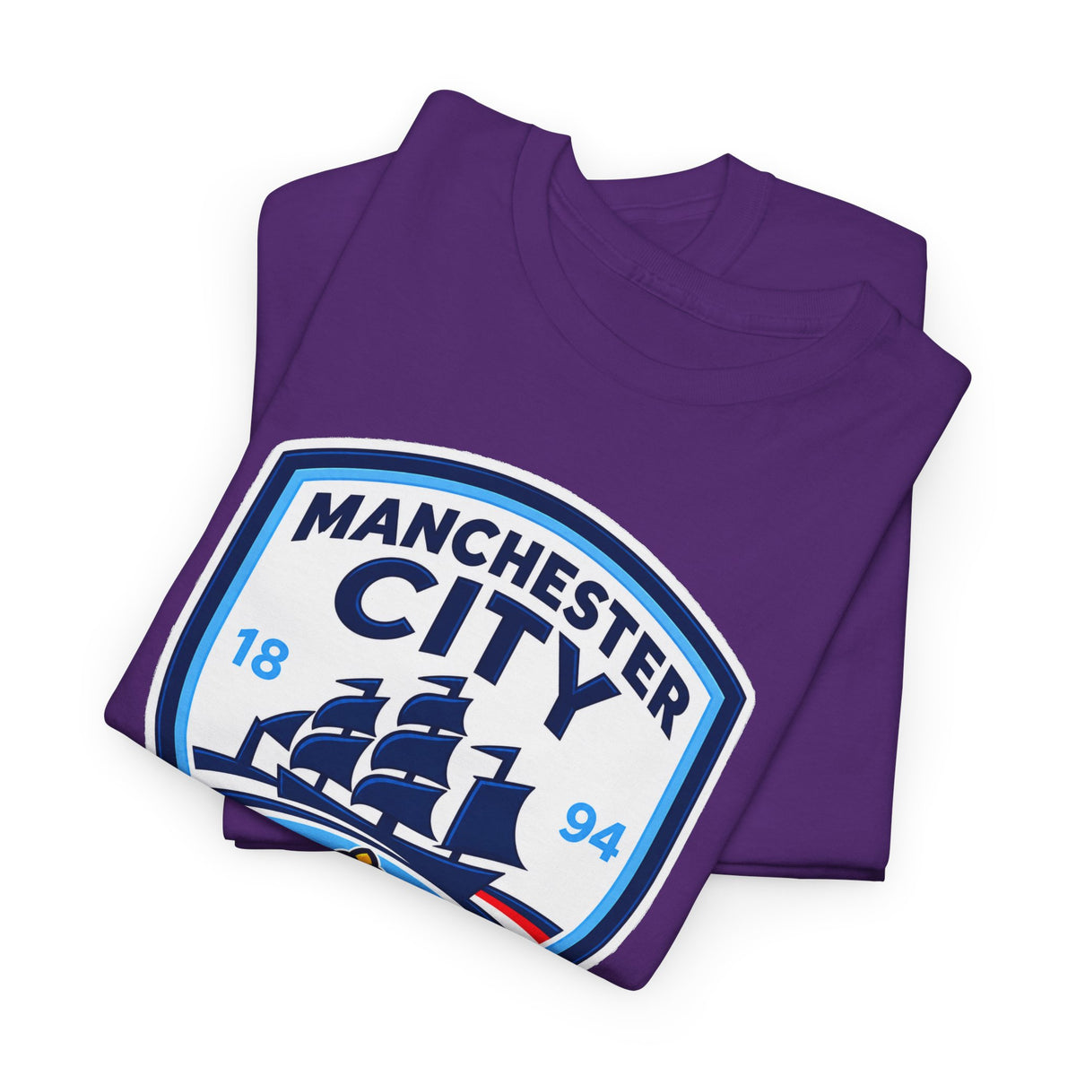 Manchester City Inspired Crest Cotton T-Shirt
