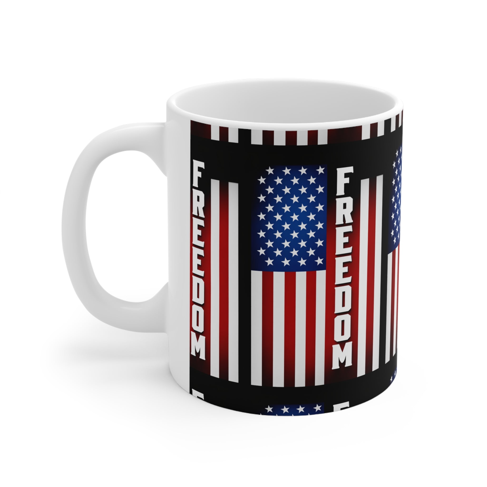 USA Freedom Flag Ceramic Mug — Patriotic USA Coffee Cup (11oz & 15oz)