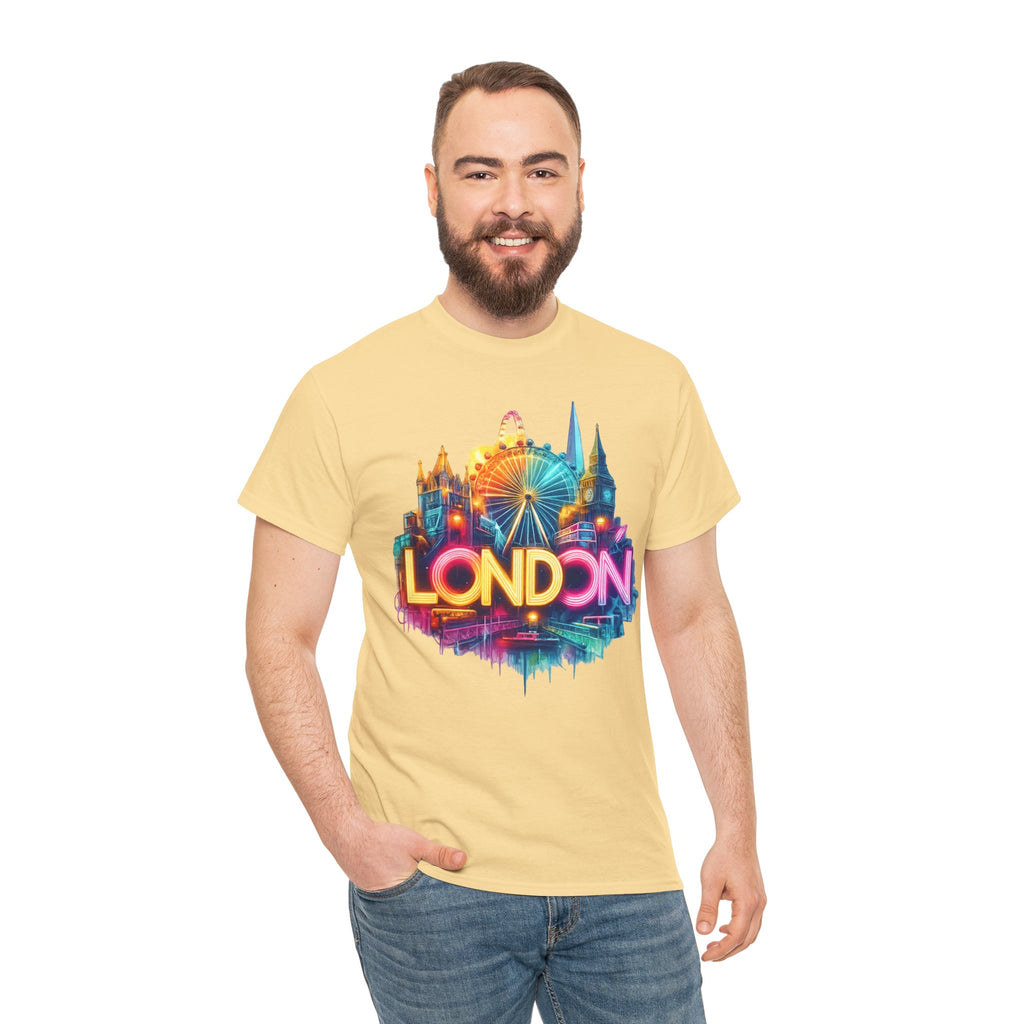 London Skyline Tee — Colorful Neon London Landmark T-Shirt