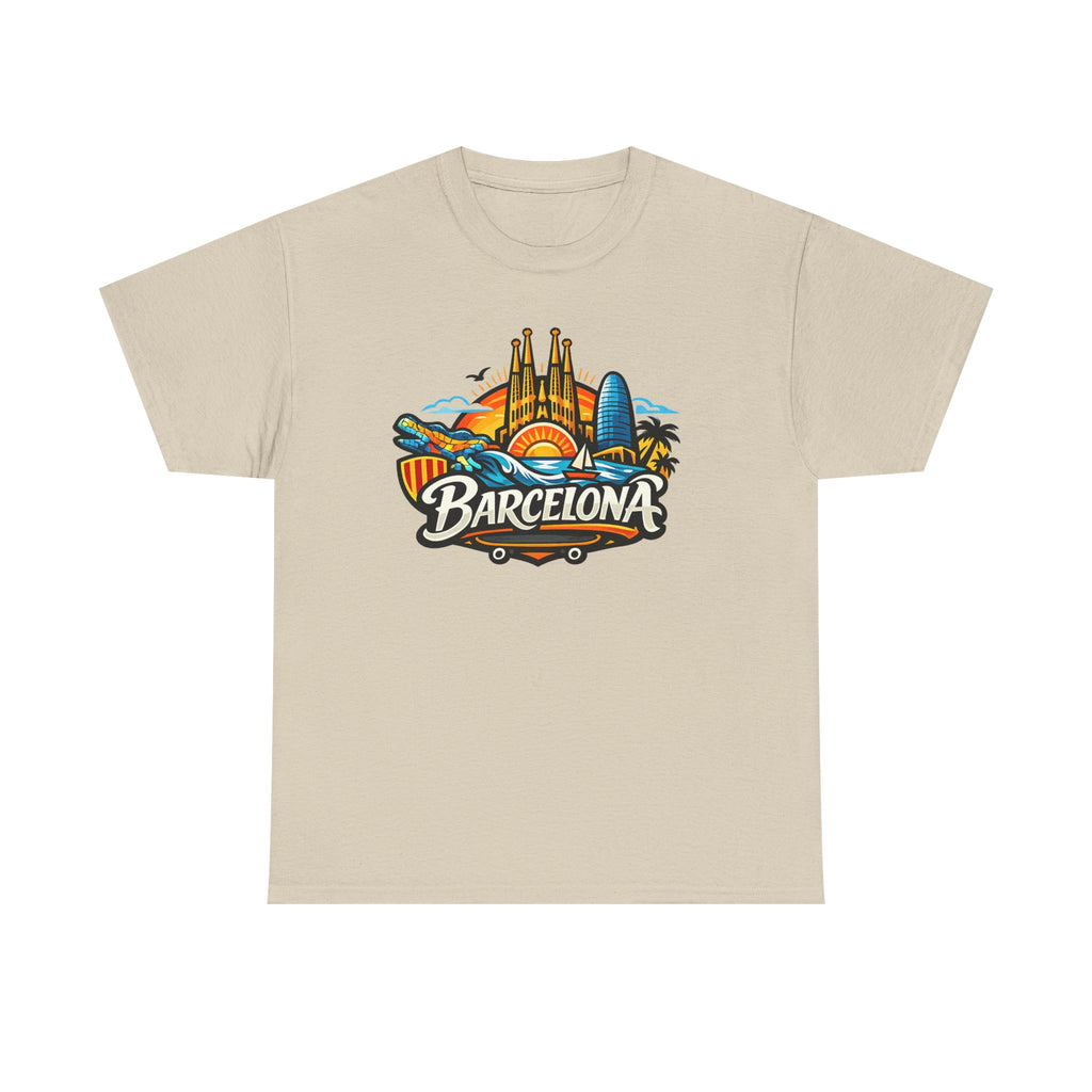 Barcelona Skyline Graphic Tee — Colorful Travel Souvenir T-Shirt