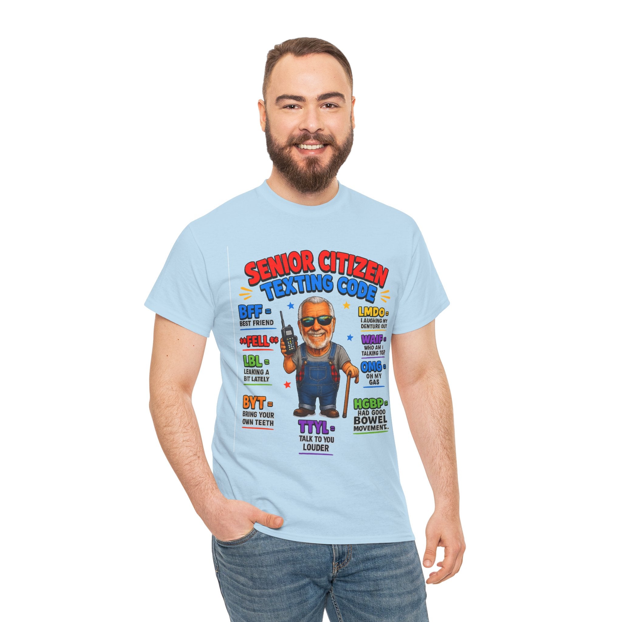 Senior Citizen Texting Code T-Shirt — Funny Grandpa Grandma Retirement Gift
