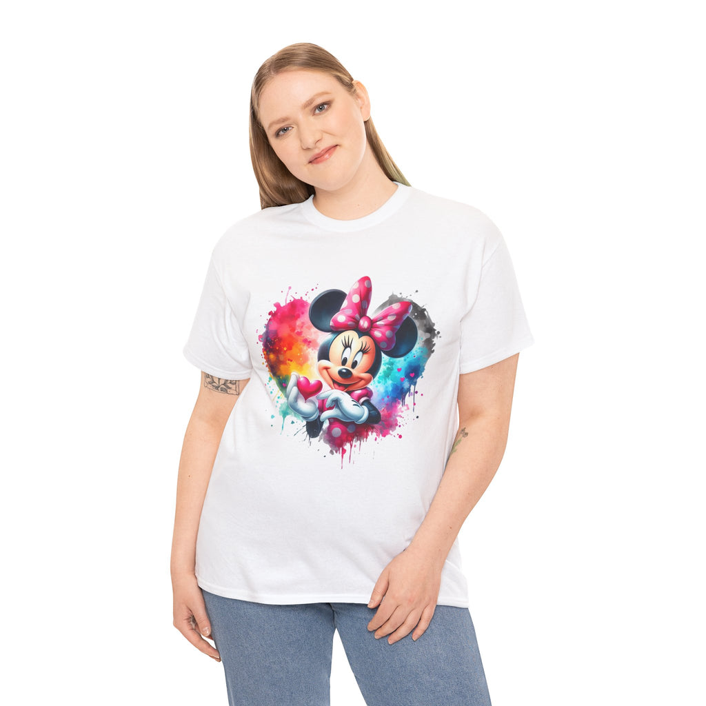 Minnie Mouse Watercolor Heart T‑Shirt