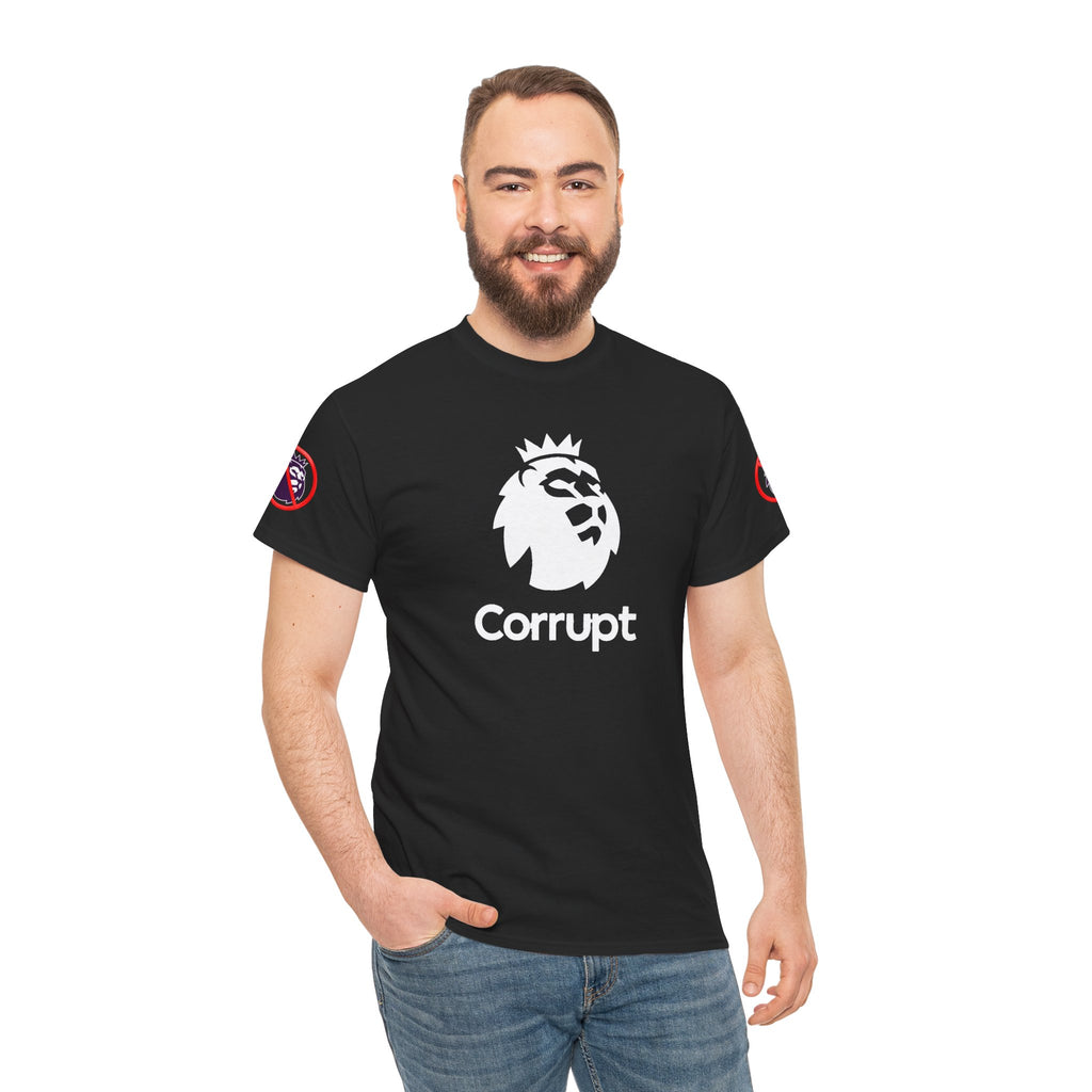 Premier League Corrupt Lion Cotton Tee — Satirical Graphic T-Shirt