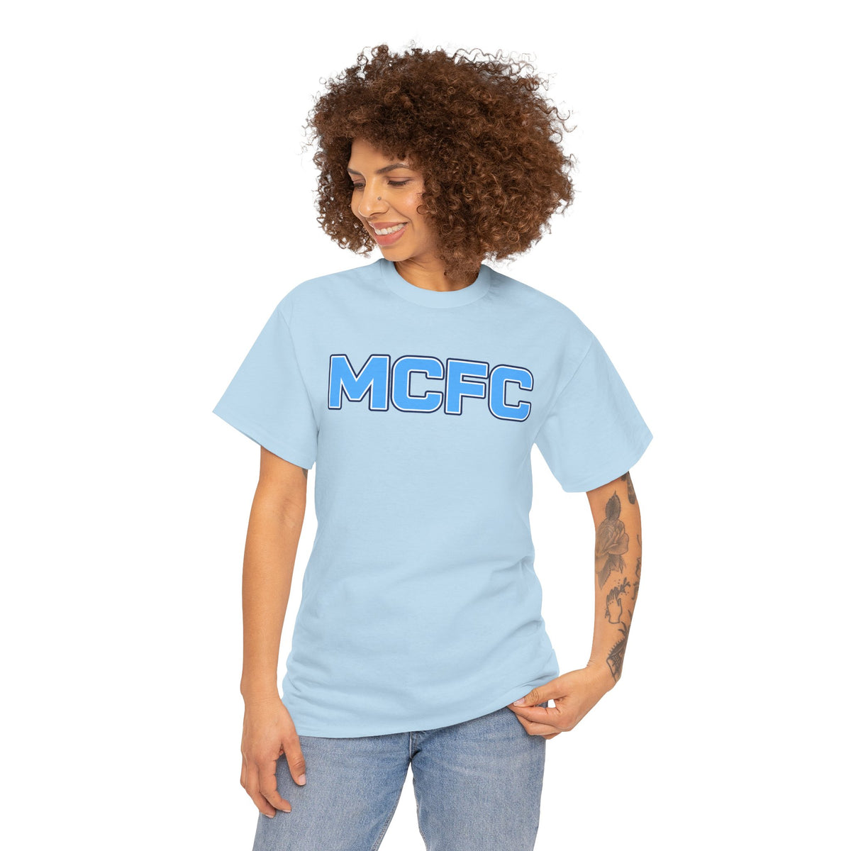 MCFC Logo Cotton T-Shirt — Light Blue Football Fan Tee