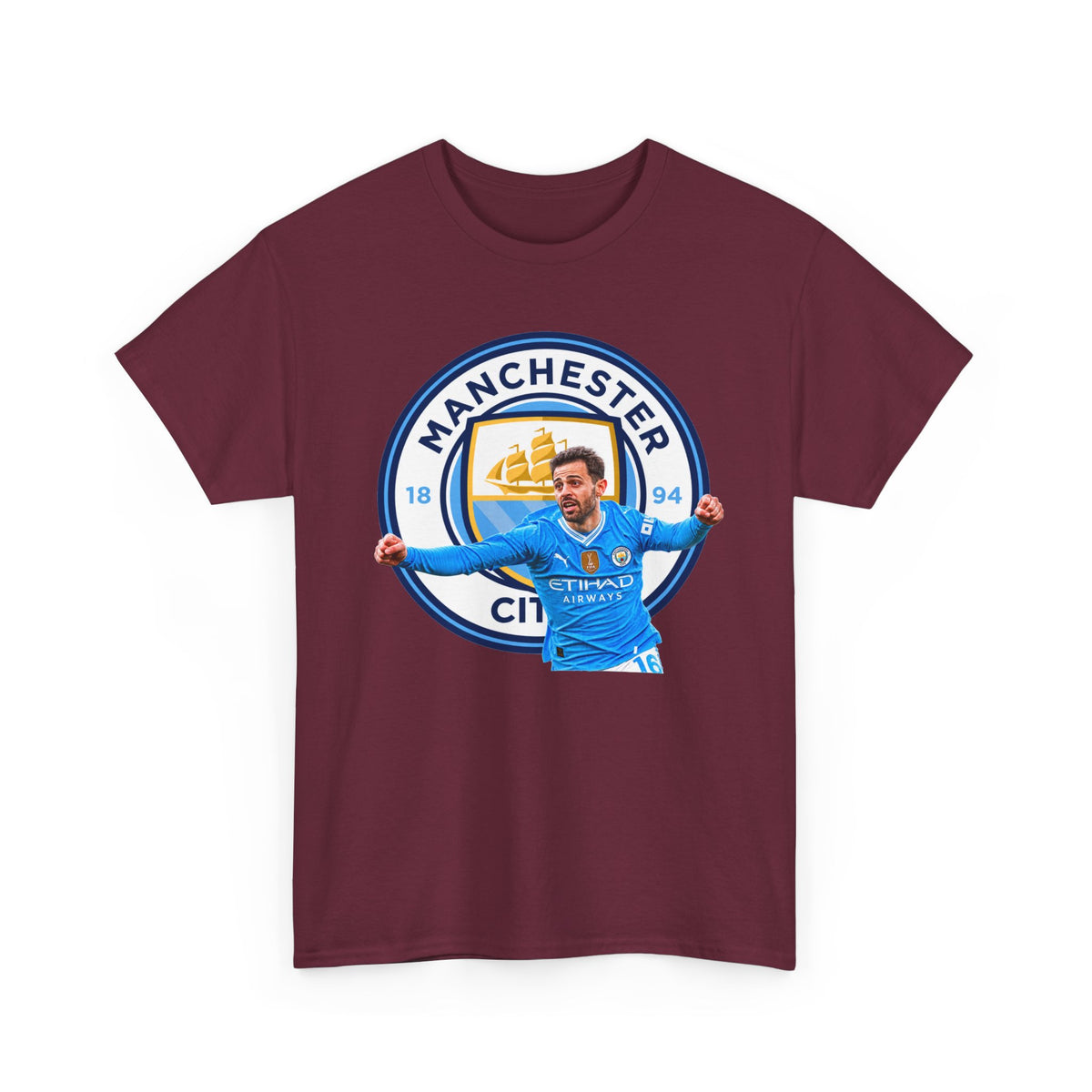 Bernardo SIlva Manchester City legend Cotton T‑Shirt — Blue Crest Football Tee