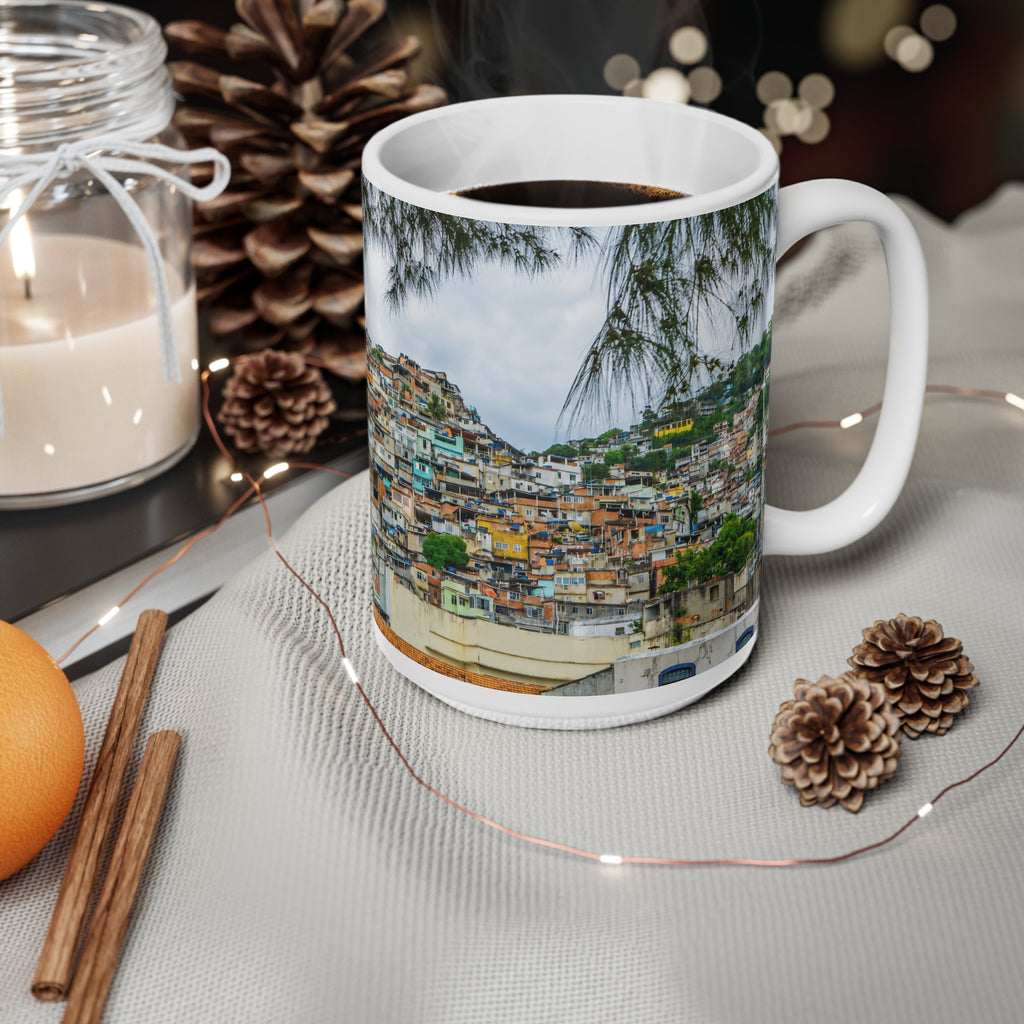 Favela Cityscape Coffee Mug — Tropical Rio Panorama Ceramic Mug (11oz, 15oz)