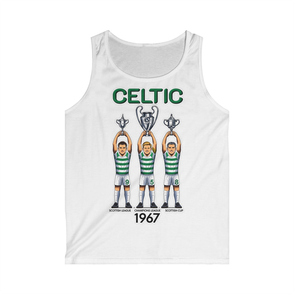 Celtic 1967 Champions Tank Top — Vintage Soccer Trophy Graphic