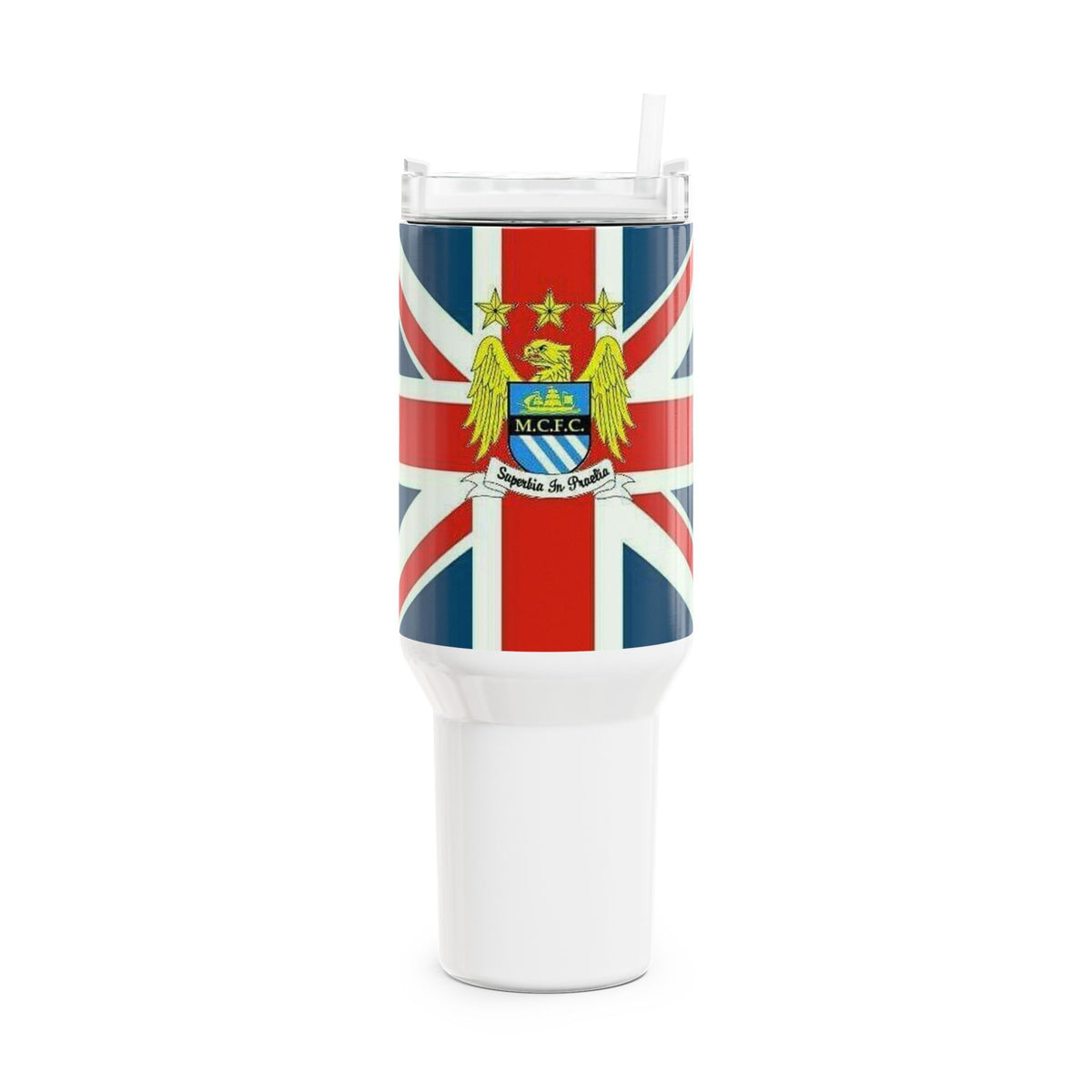 Manchester City Retro Union Jack Crest 40oz Tumbler — British Heritage Insulated Travel Cup