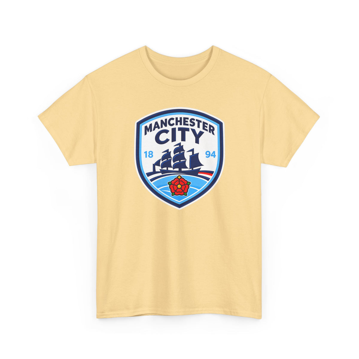 Manchester City Inspired Crest Cotton T-Shirt