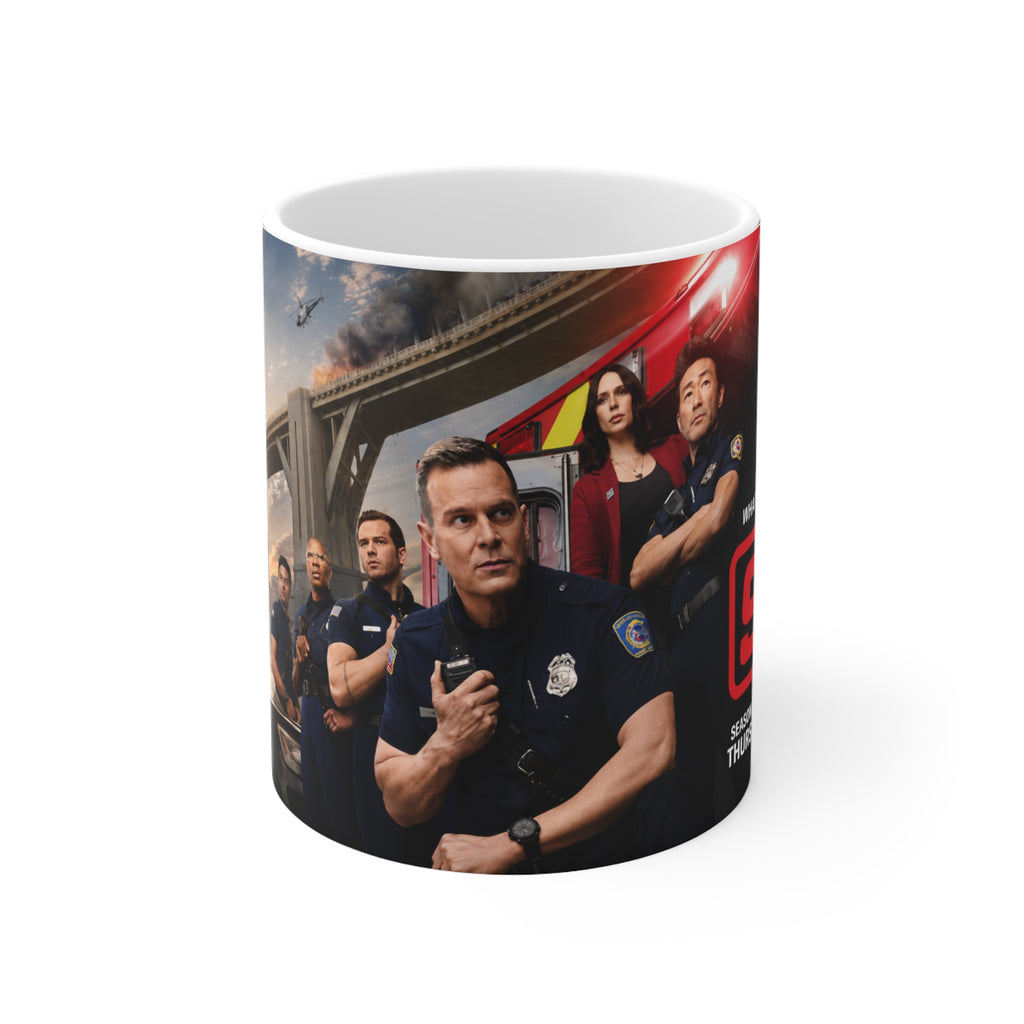 911 Unofficial Ceramic Coffee Mug — Firefighter Team Photo Design (11oz, 15oz)