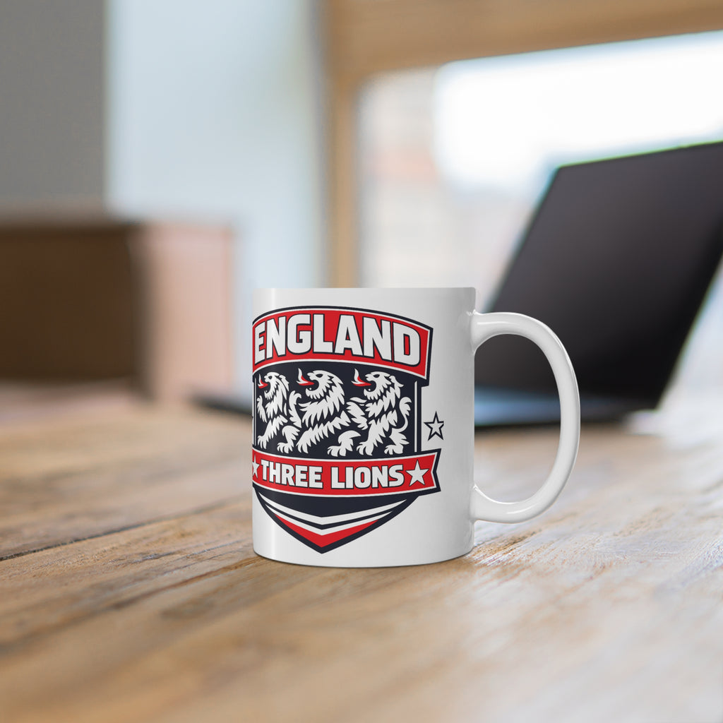 England Three Lions Ceramic Coffee Mug — 11oz & 15oz Football Fan Mug