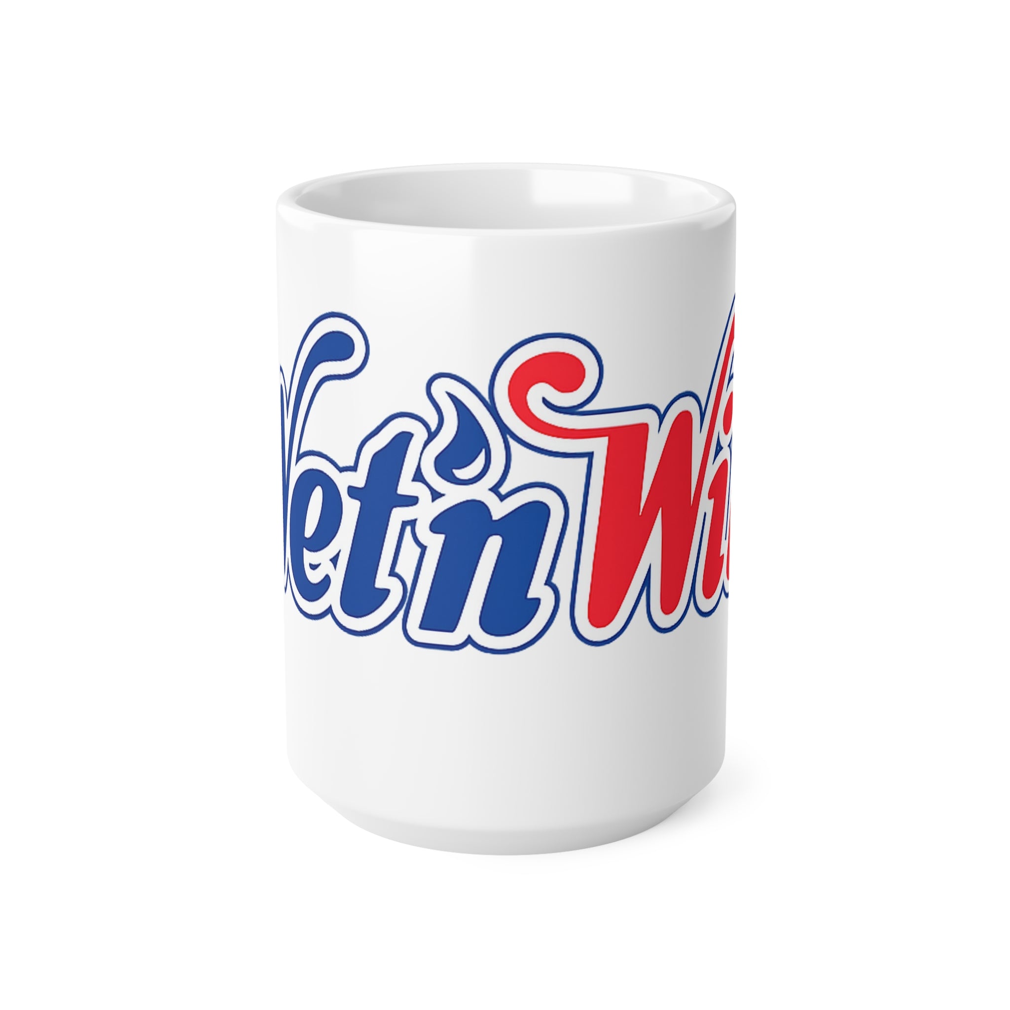 Wet'n Wild Retro Script Coffee Mug — Red & Blue Nostalgia Ceramic Cup (11oz/15oz)