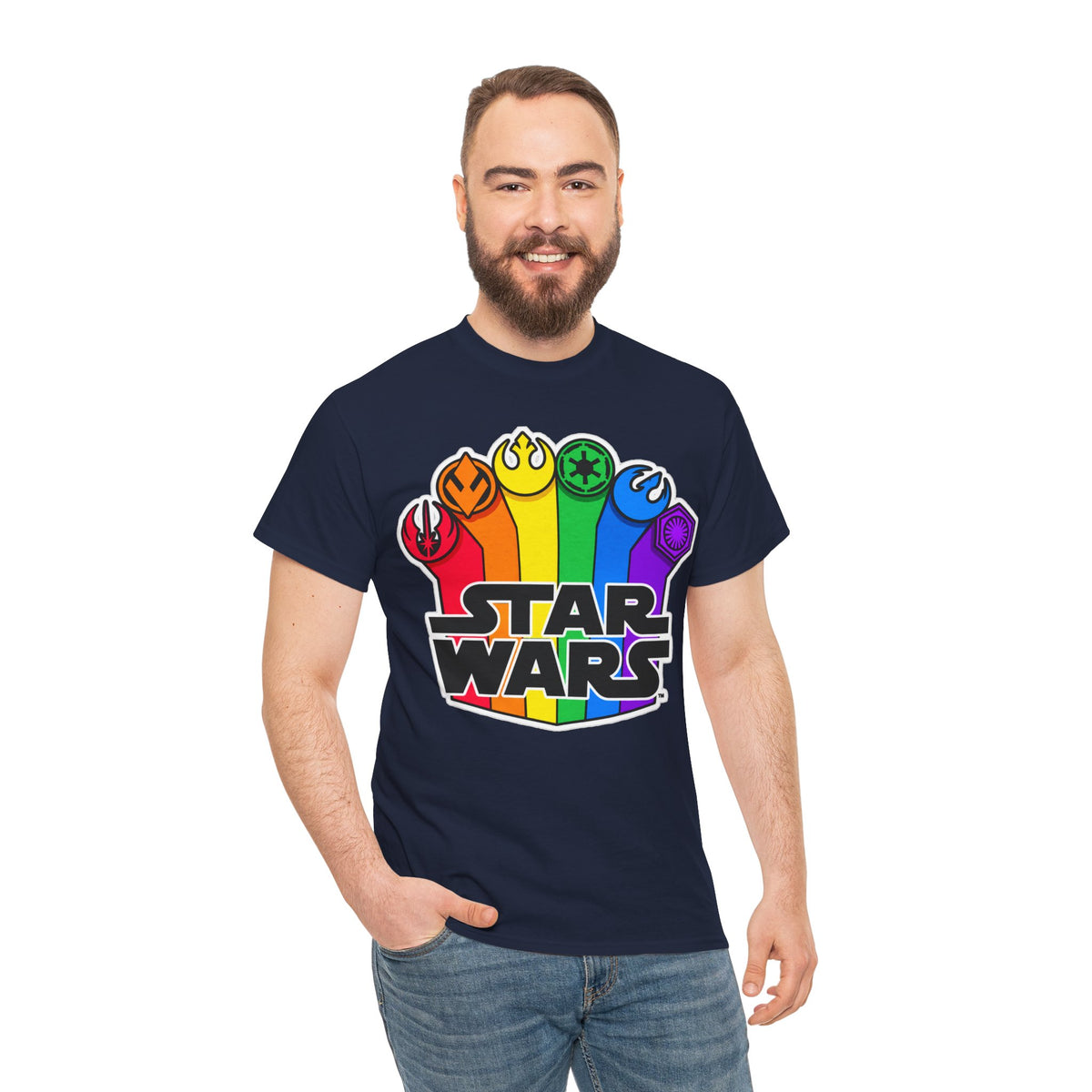 Star Wars Rainbow Emblem Tee — LGBTQ+ Pride Fan Cotton Shirt