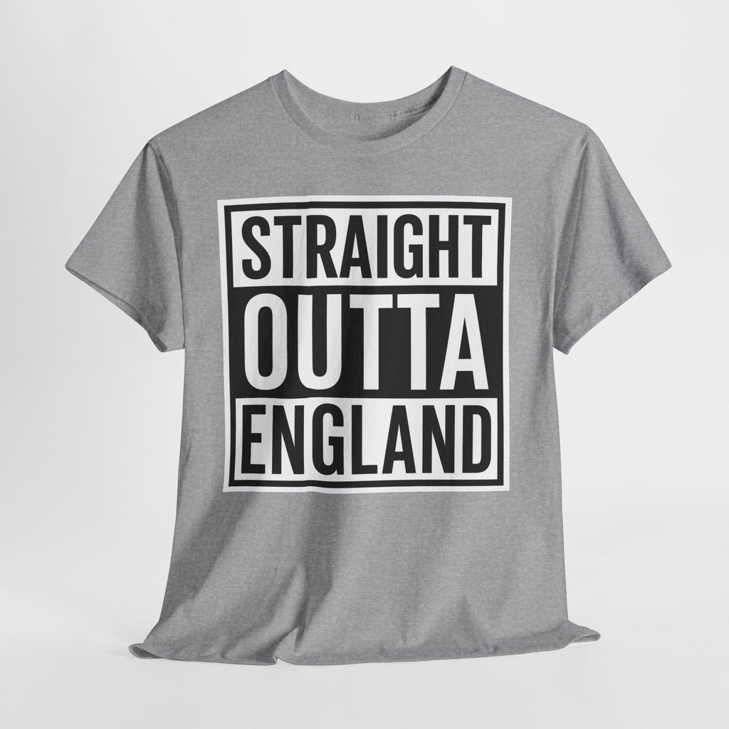 Straight Outta England T-Shirt — Bold Black Typography Tee for Brits & Expats