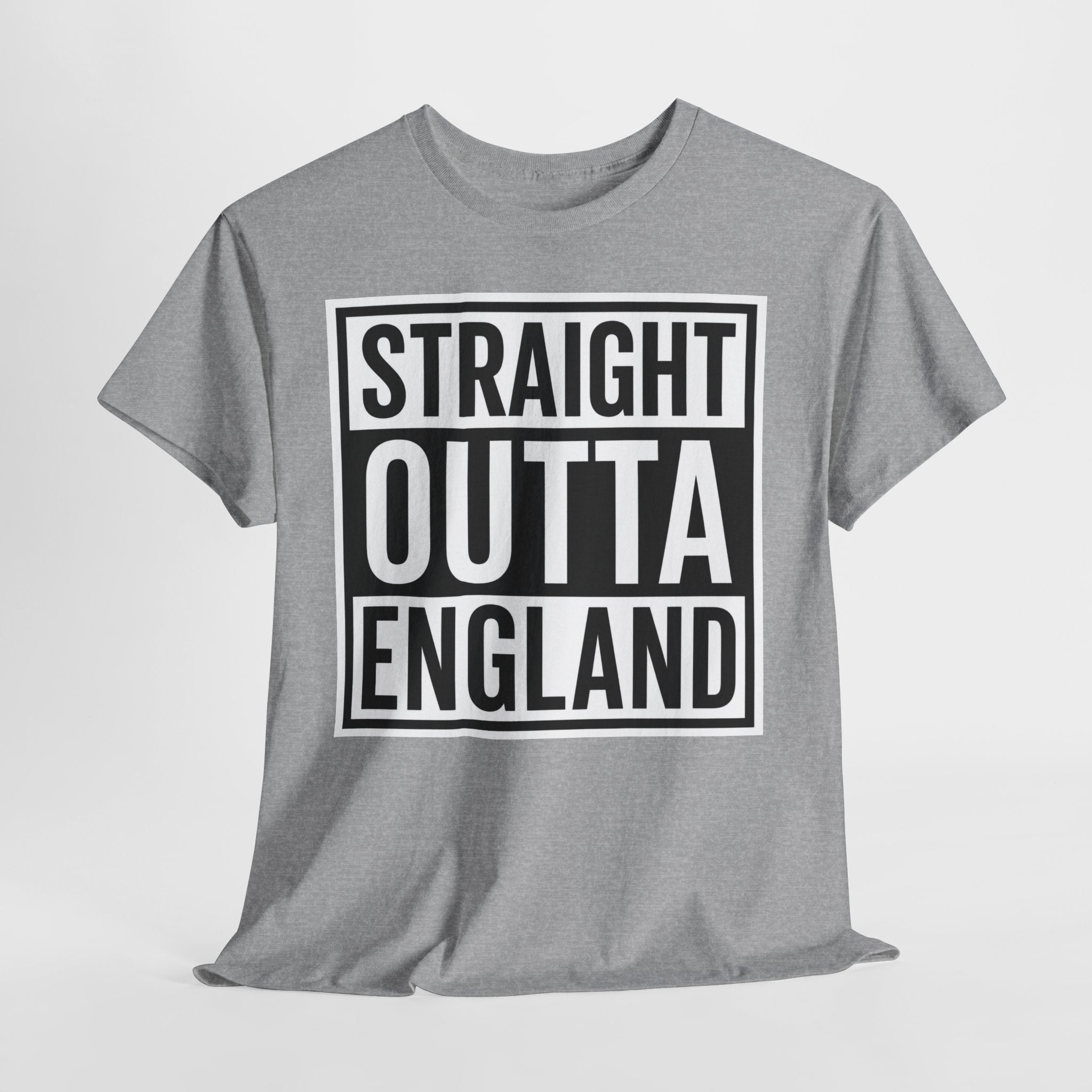Straight Outta England T-Shirt — Bold Black Typography Tee for Brits & Expats